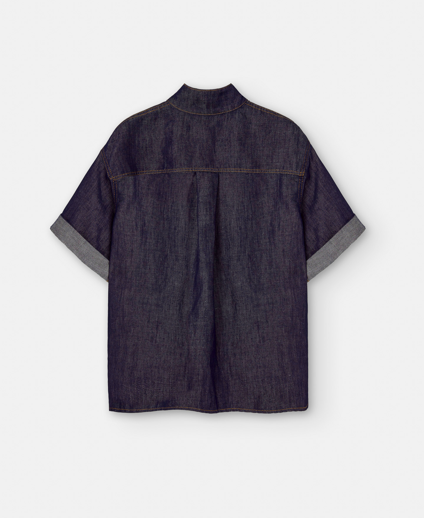 Mandarin collar short sleeve shirt image number 5