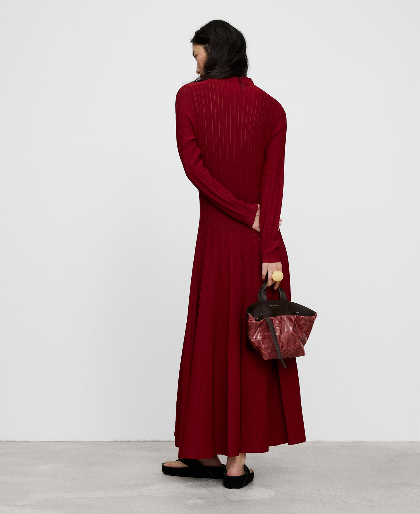 Perkins collar pleated knit dress image number 2