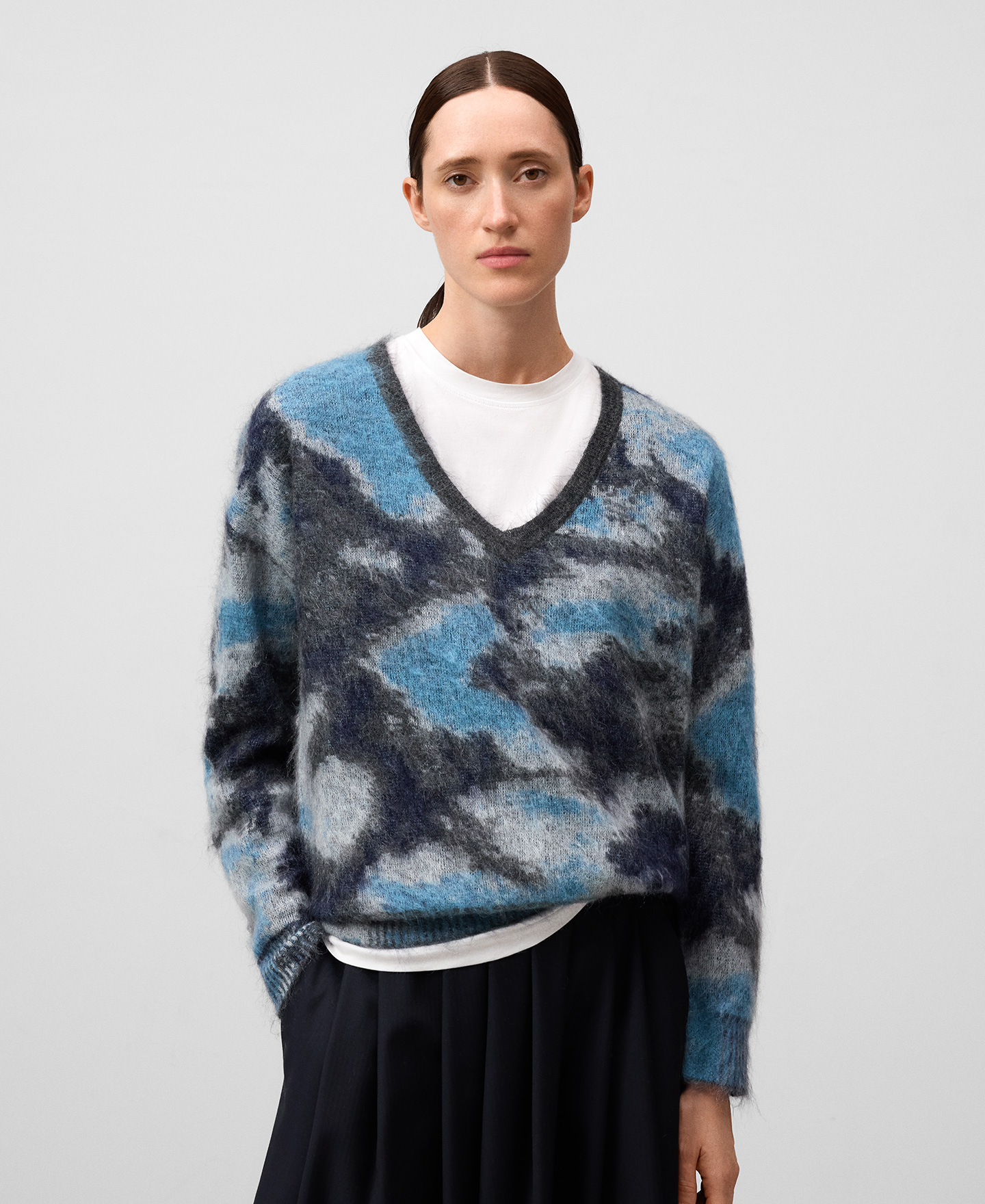 Jacquard knit printed sweater woman image number 0