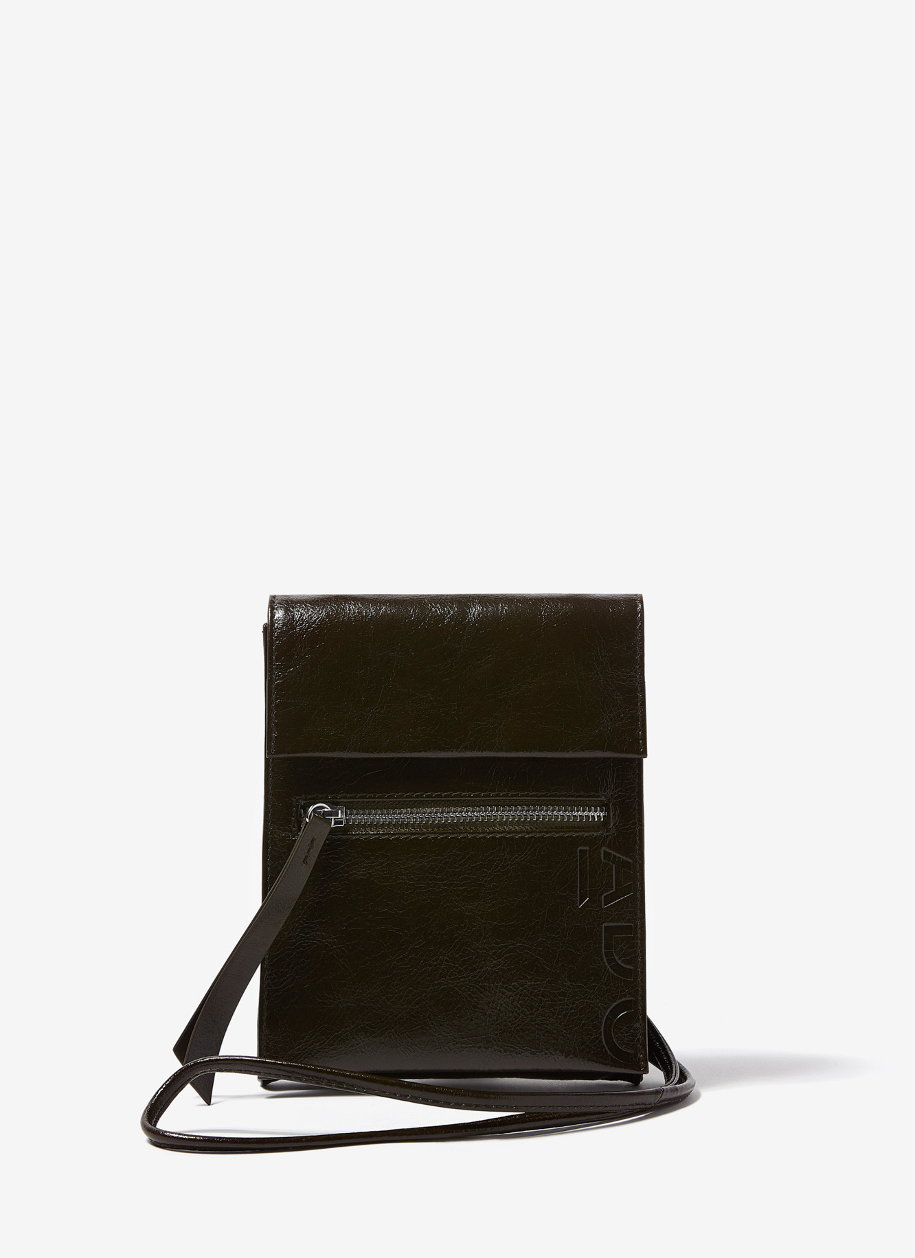 Glossy leather small flat crossbody bag image number 0