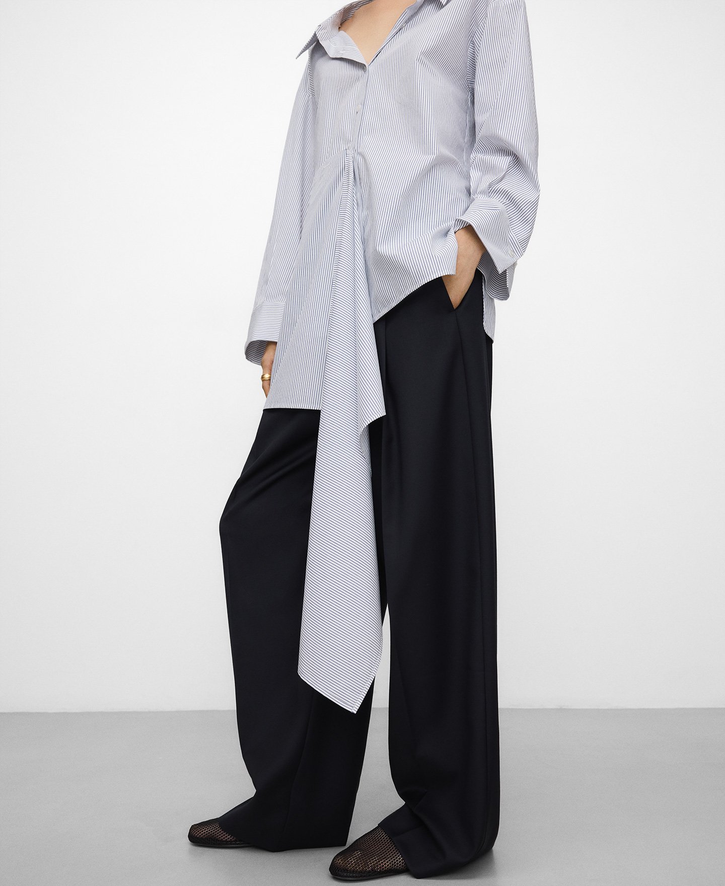 Striped unstructured shirt woman image number 0