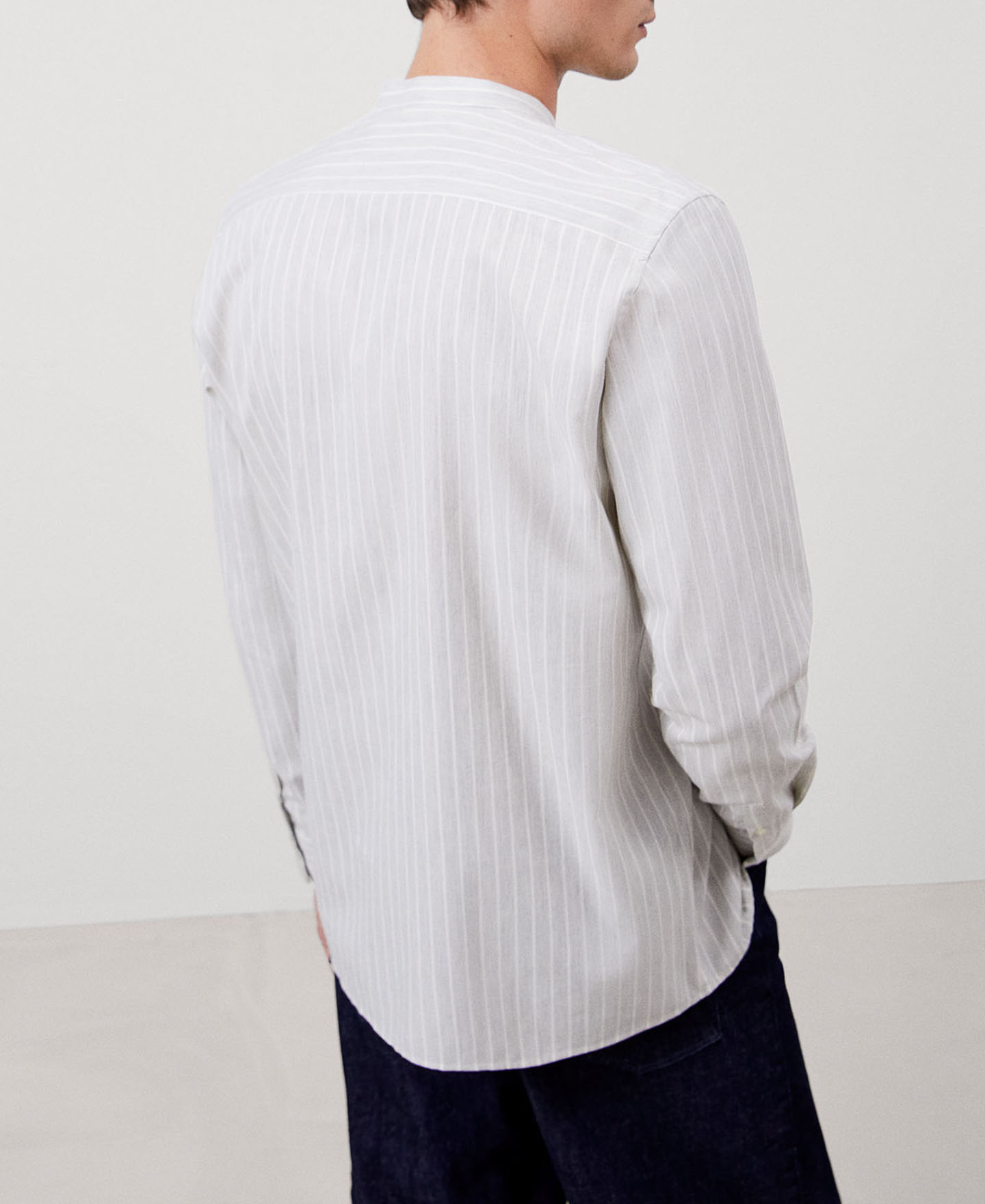 Mandarin collar cotton shirt image number 2