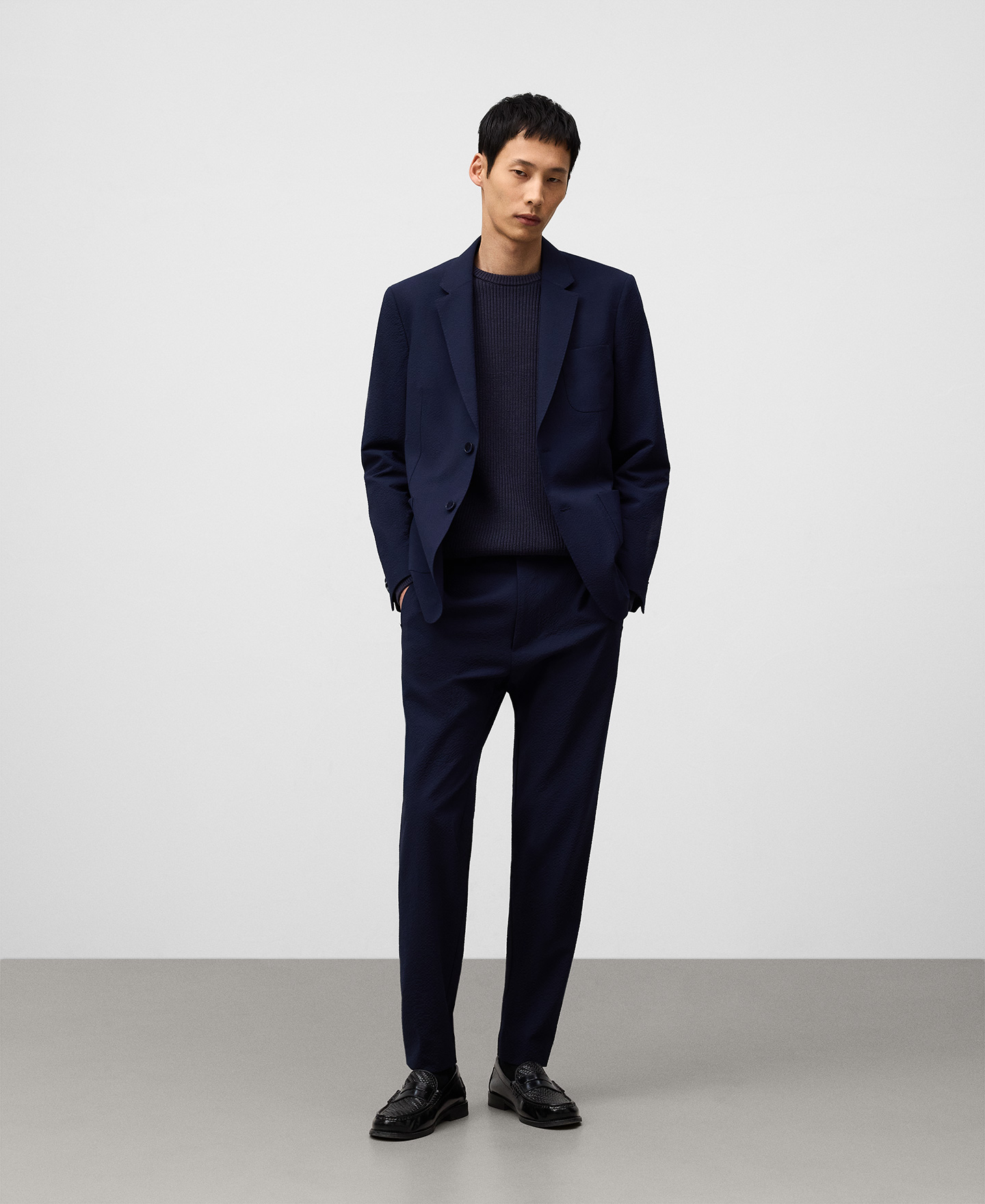 Seersucker tailored trousers man image number 1