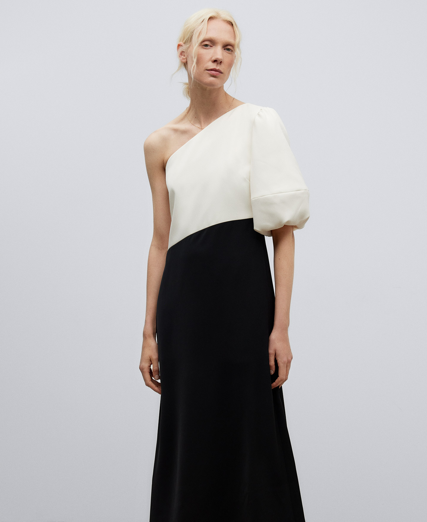 Asymmetrical two-tone dress woman image number 0
