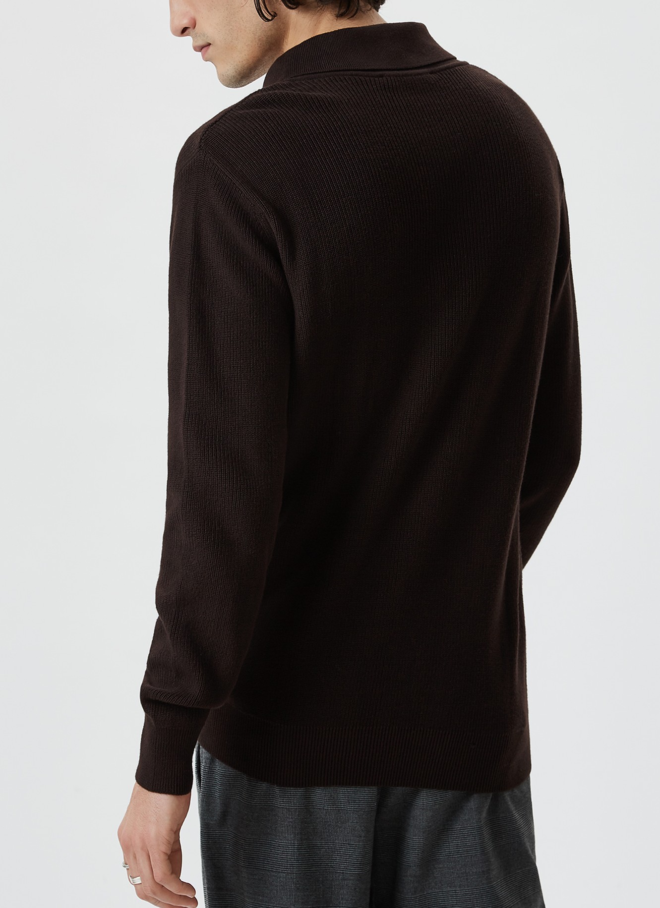 Shawl collar knit sweater image number 1