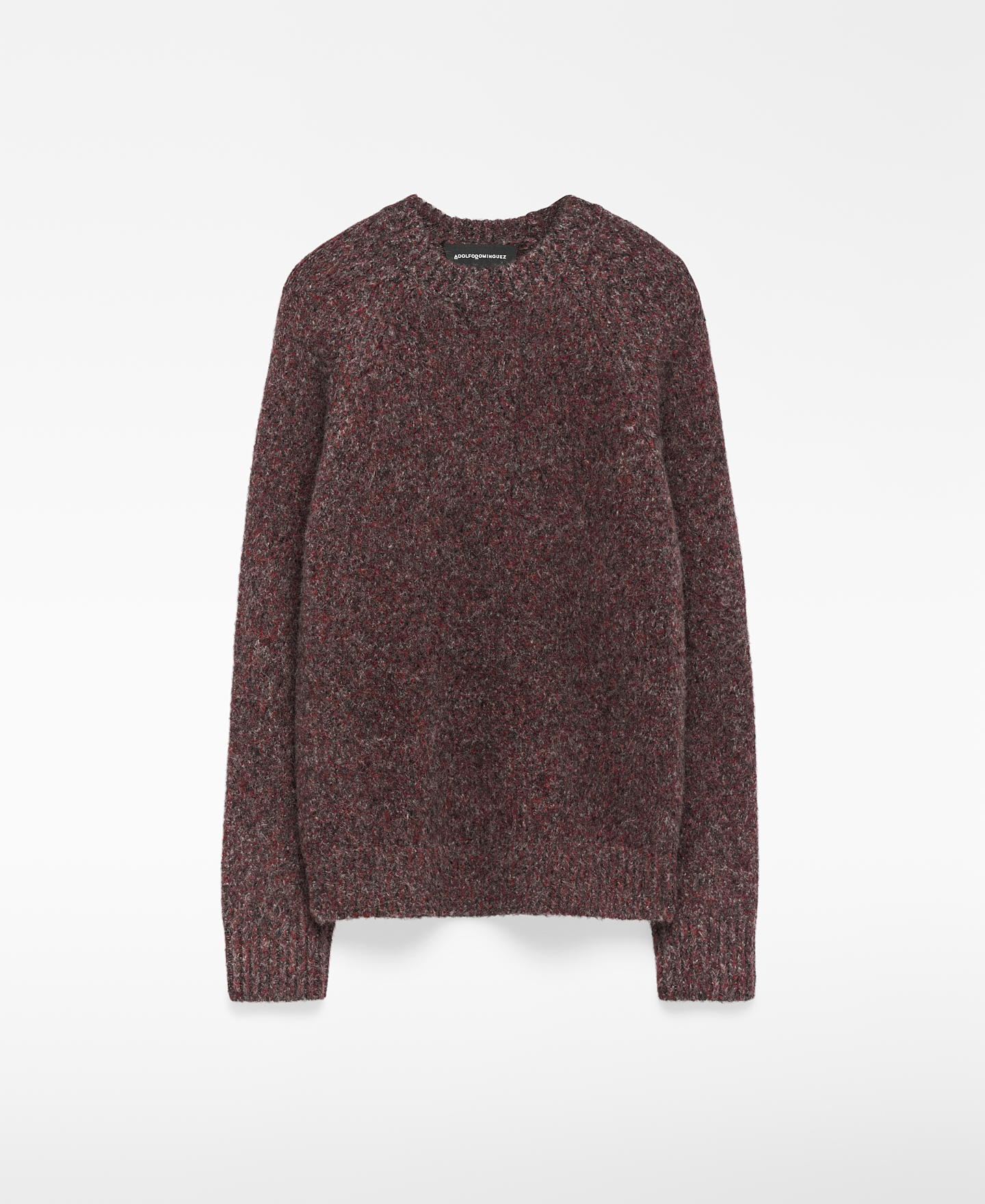 Crew collar melange knit sweater man image number 4