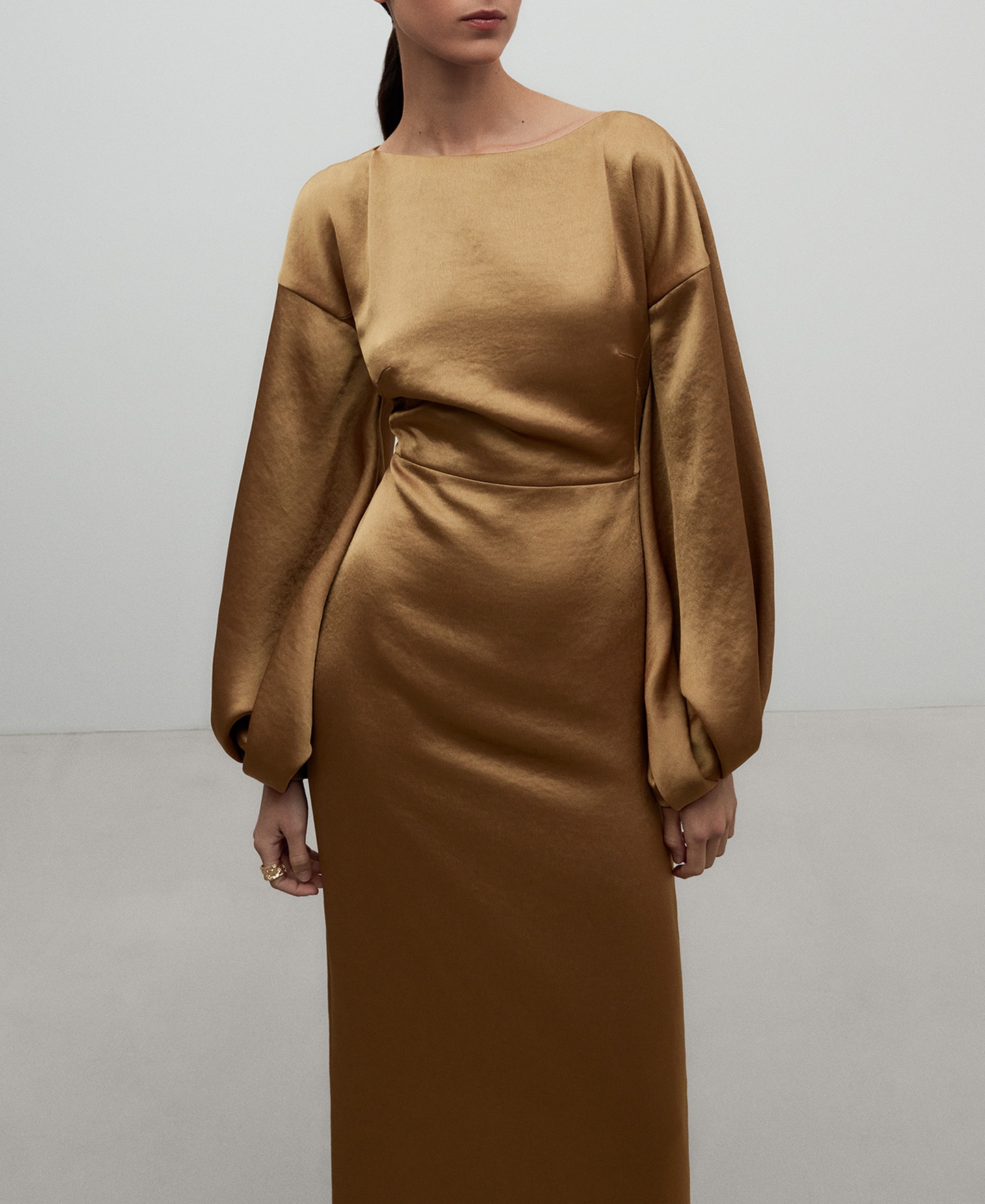 Gold fitted dress woman image number 0