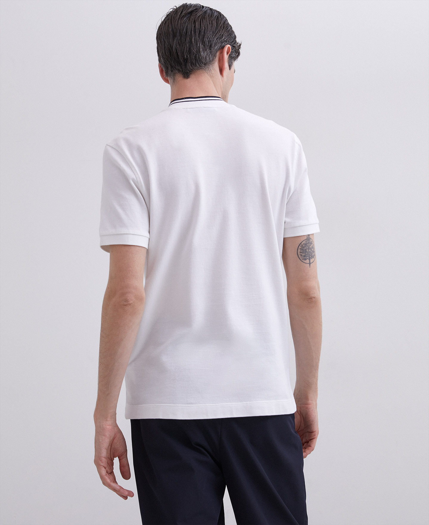 White pique polo shirt image number 1