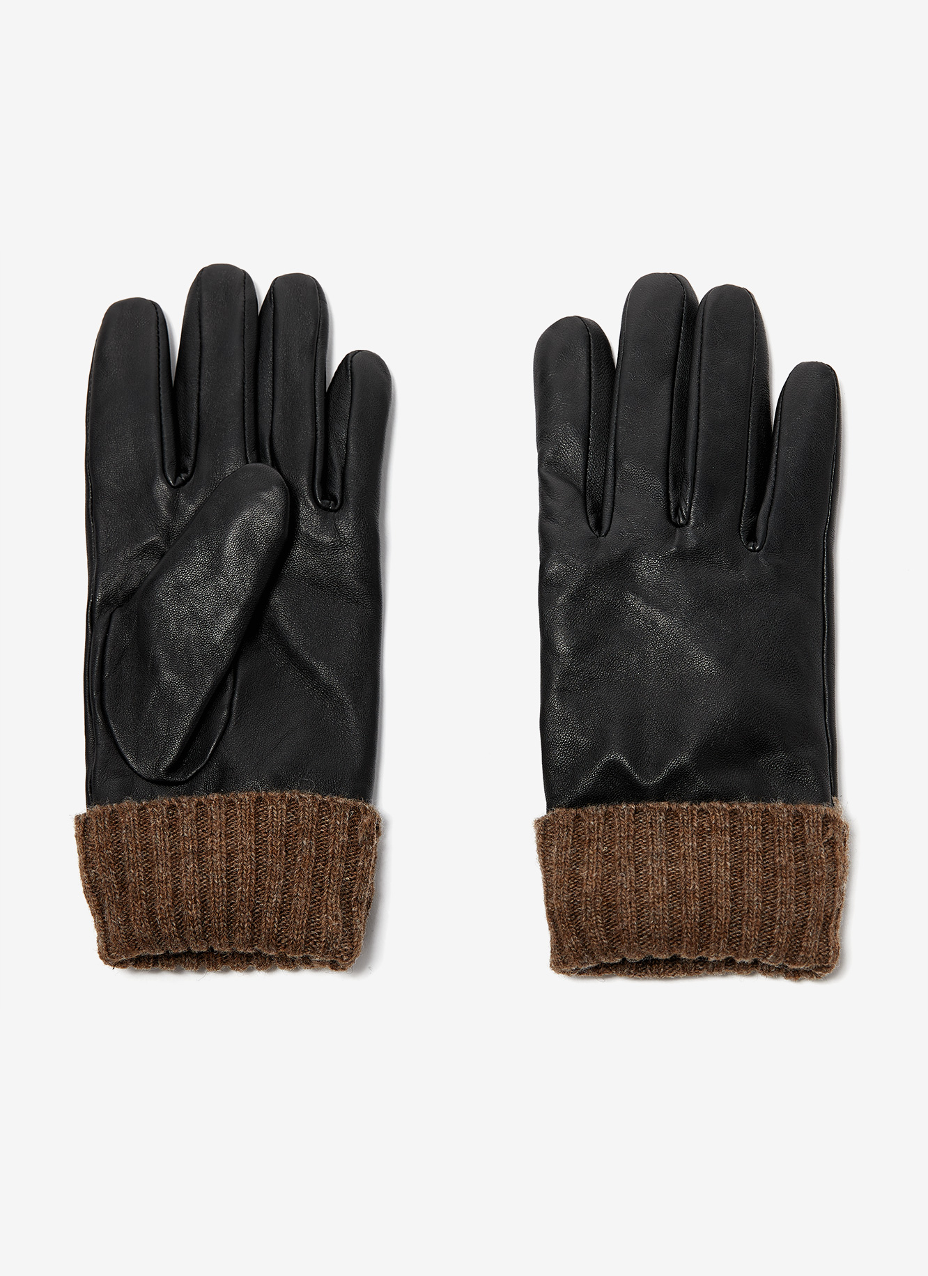Leather gloves with knitted cuffs image number 2