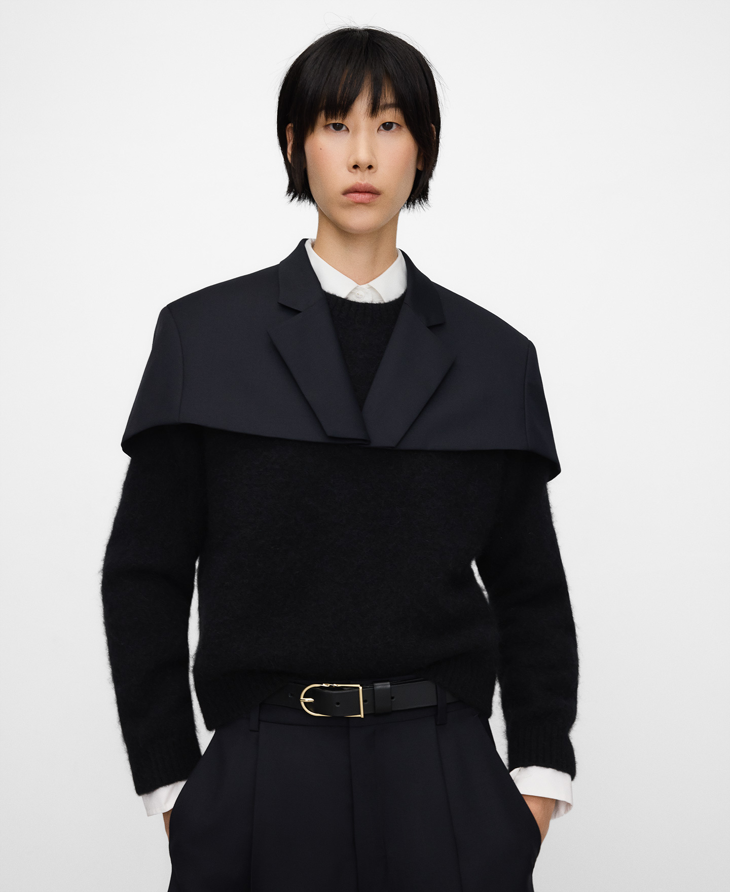 Blazer-style short cape woman image number 0