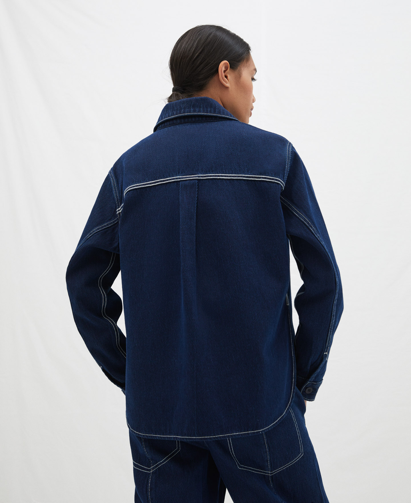 Cotton denim textured overshirt image number 2