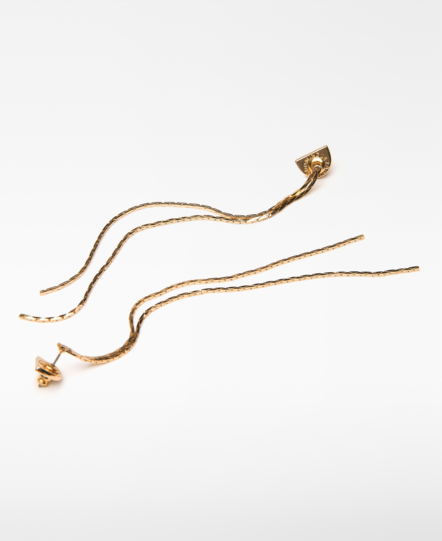 Golden double chain earrings woman image number 1