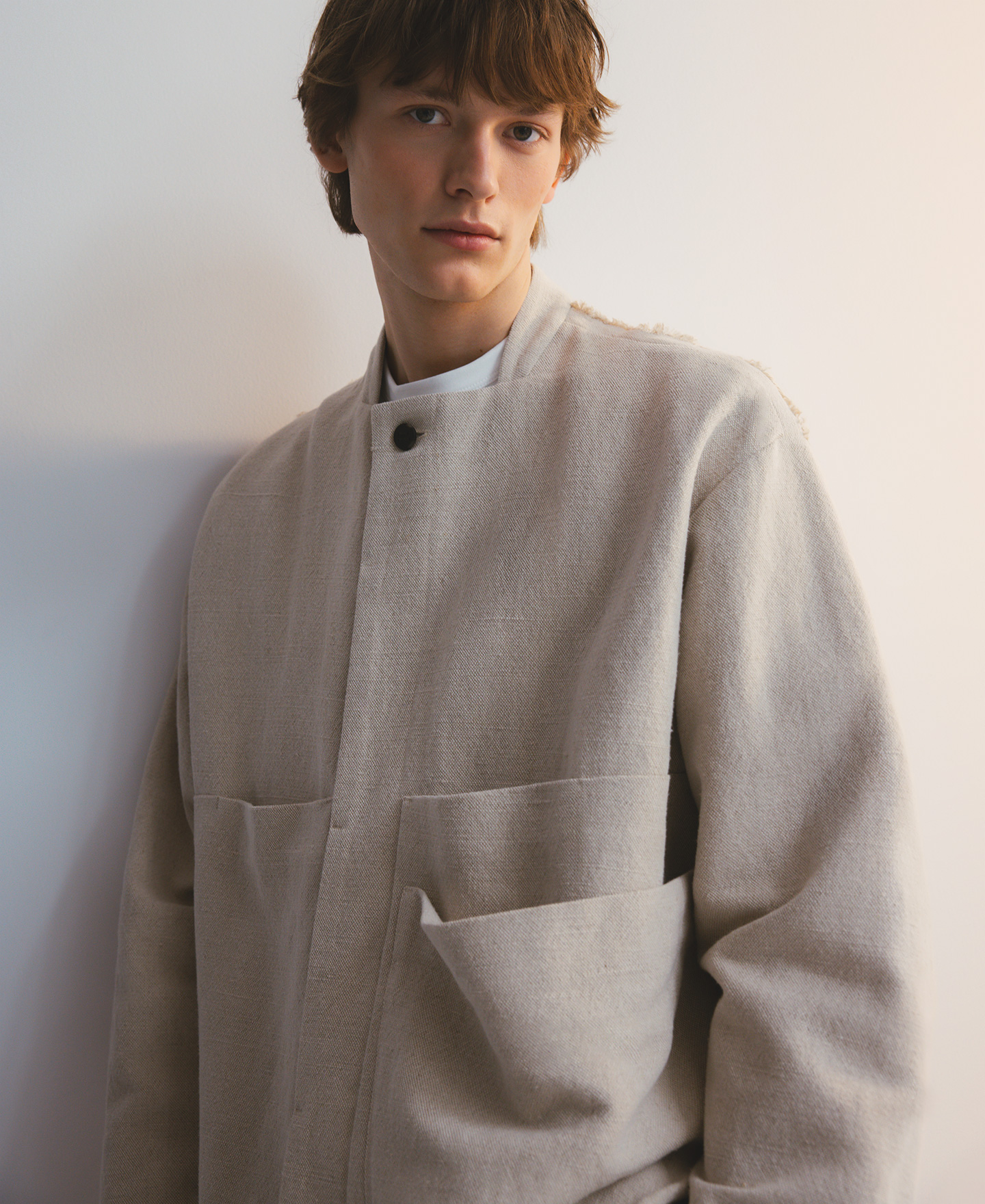Linen blend unstructured jacket man image number 3