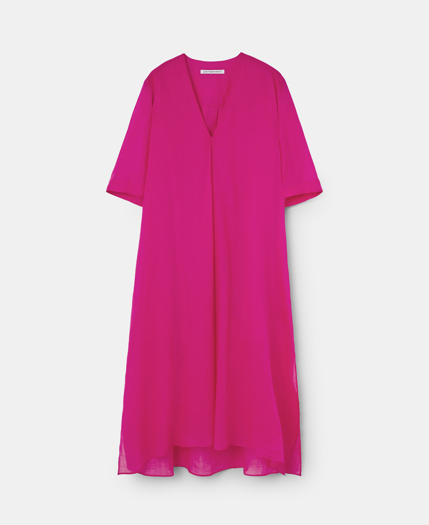Vestido fluido en ramio camel image number 4