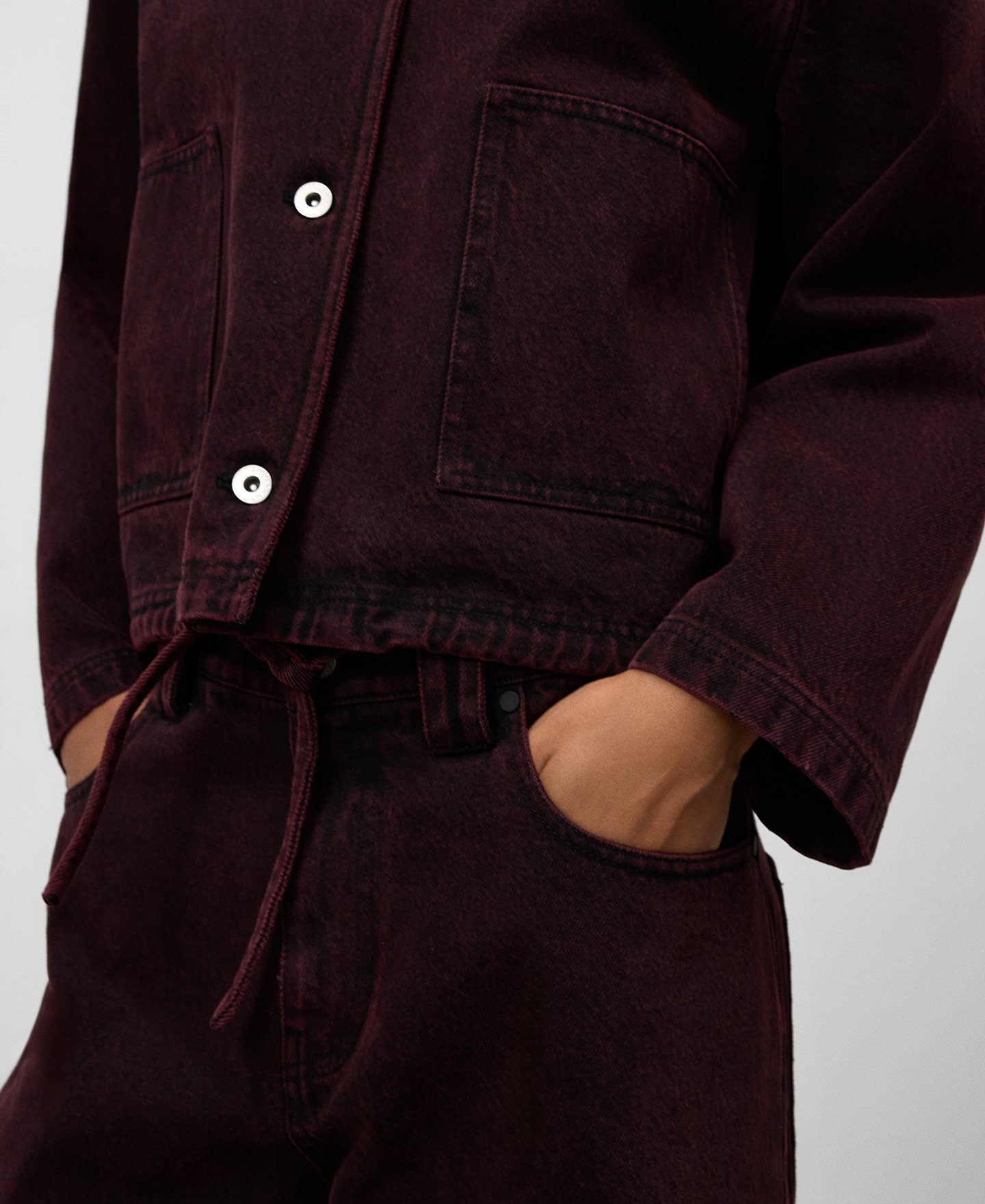 Ankle-length washed denim trousers woman image number 3