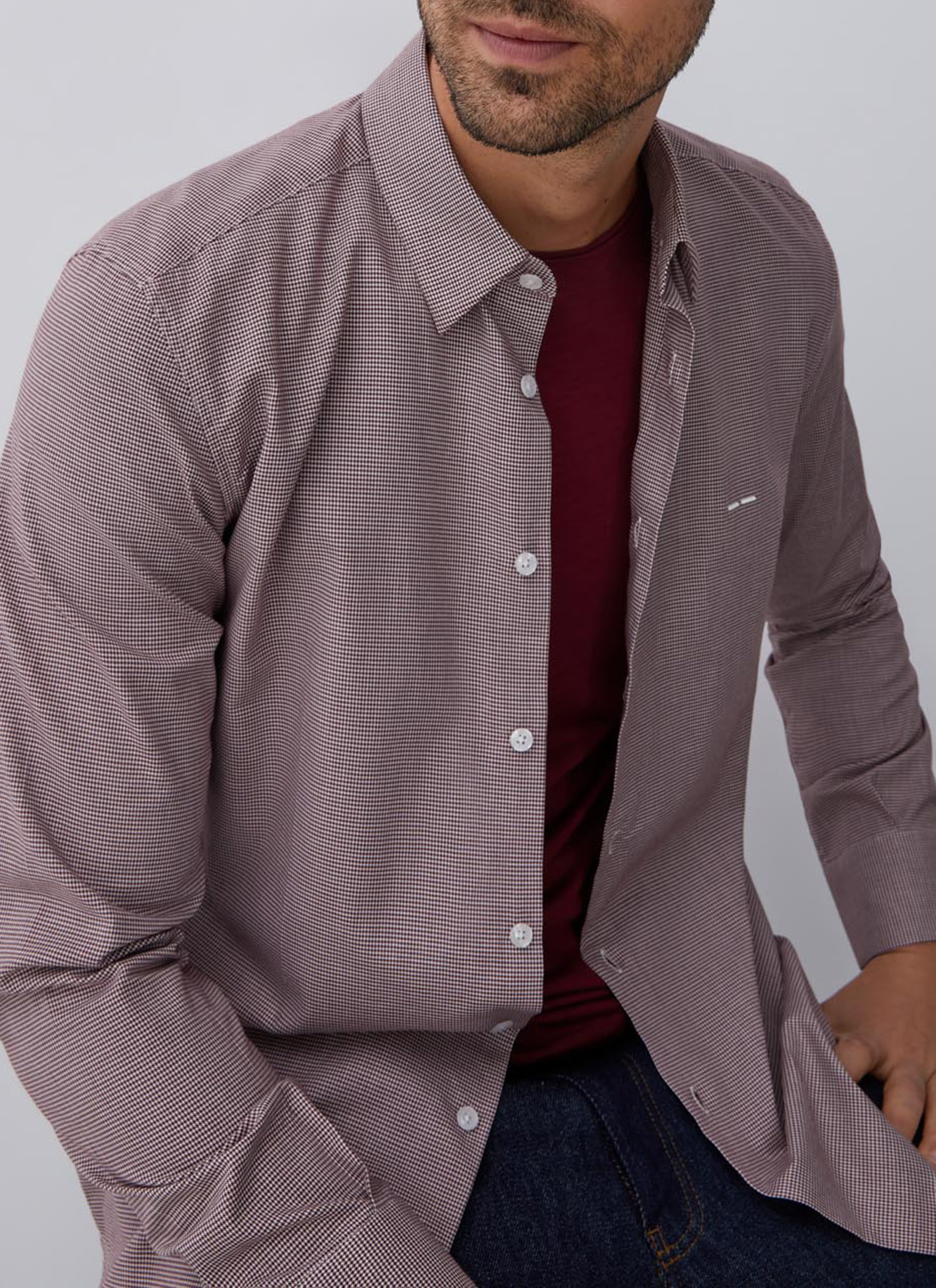 Houndstooth cotton shirt image number 4