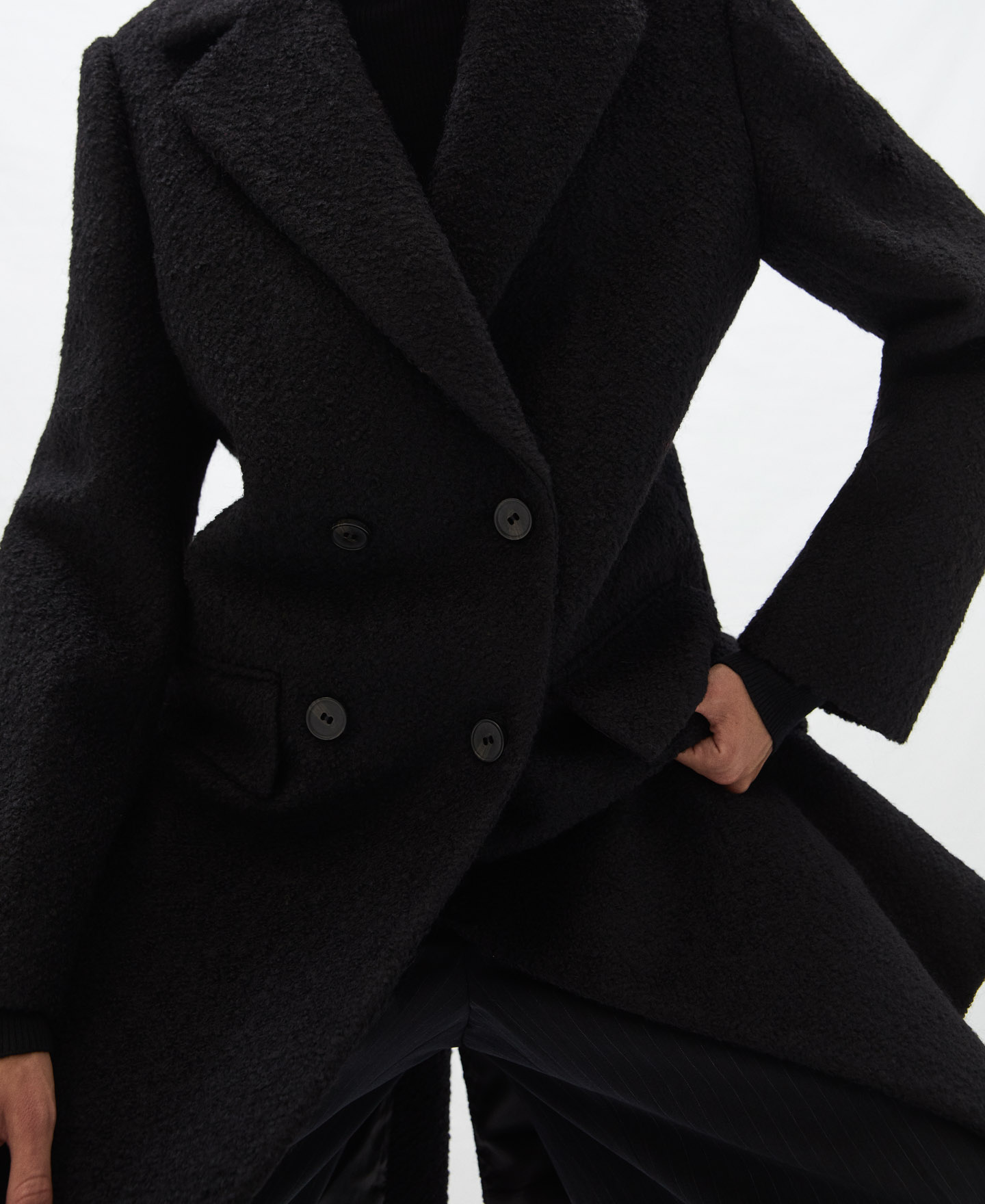 Tailored boiled wool coat image number 3