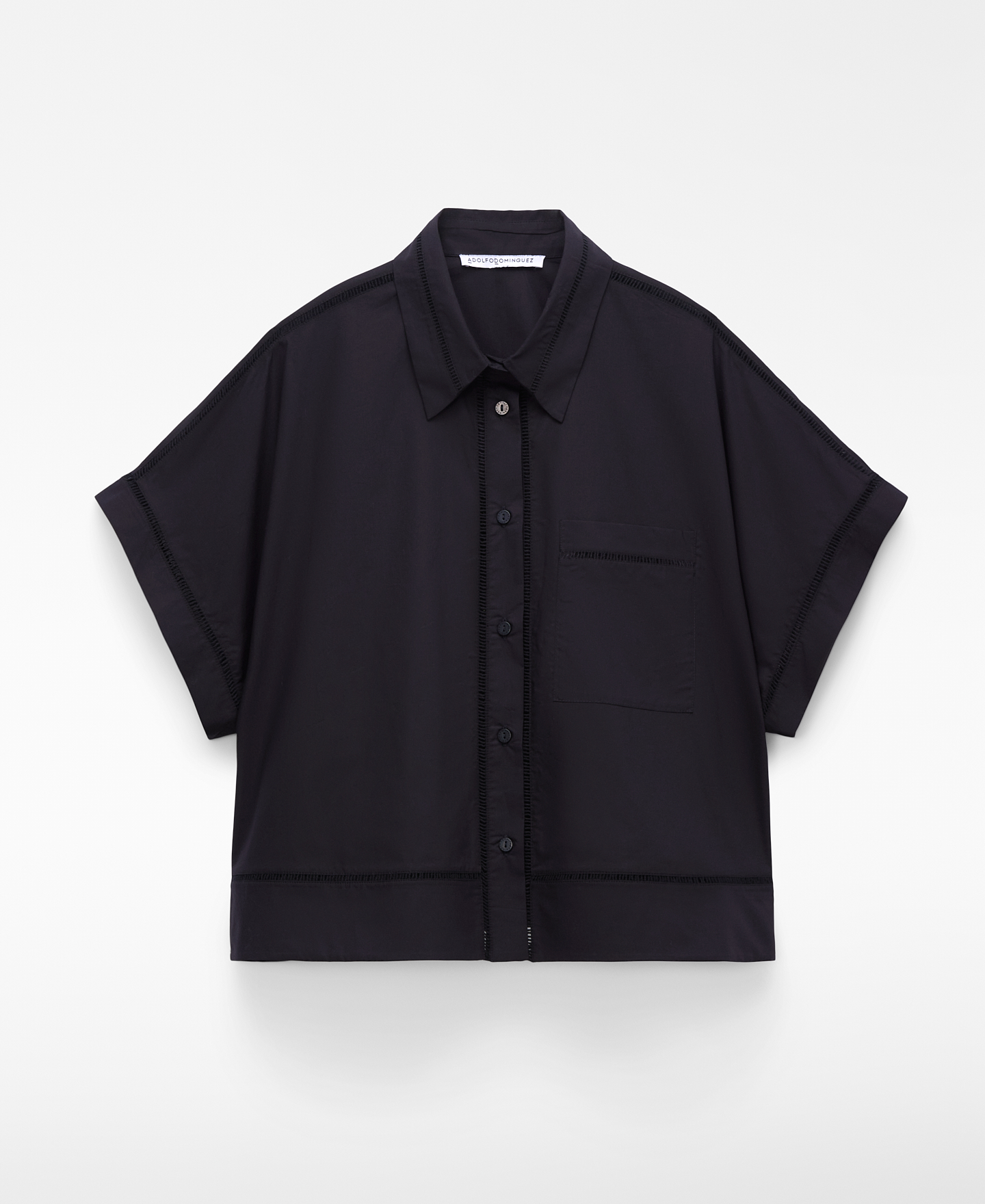 Cotton shirt with lace trim image number 4