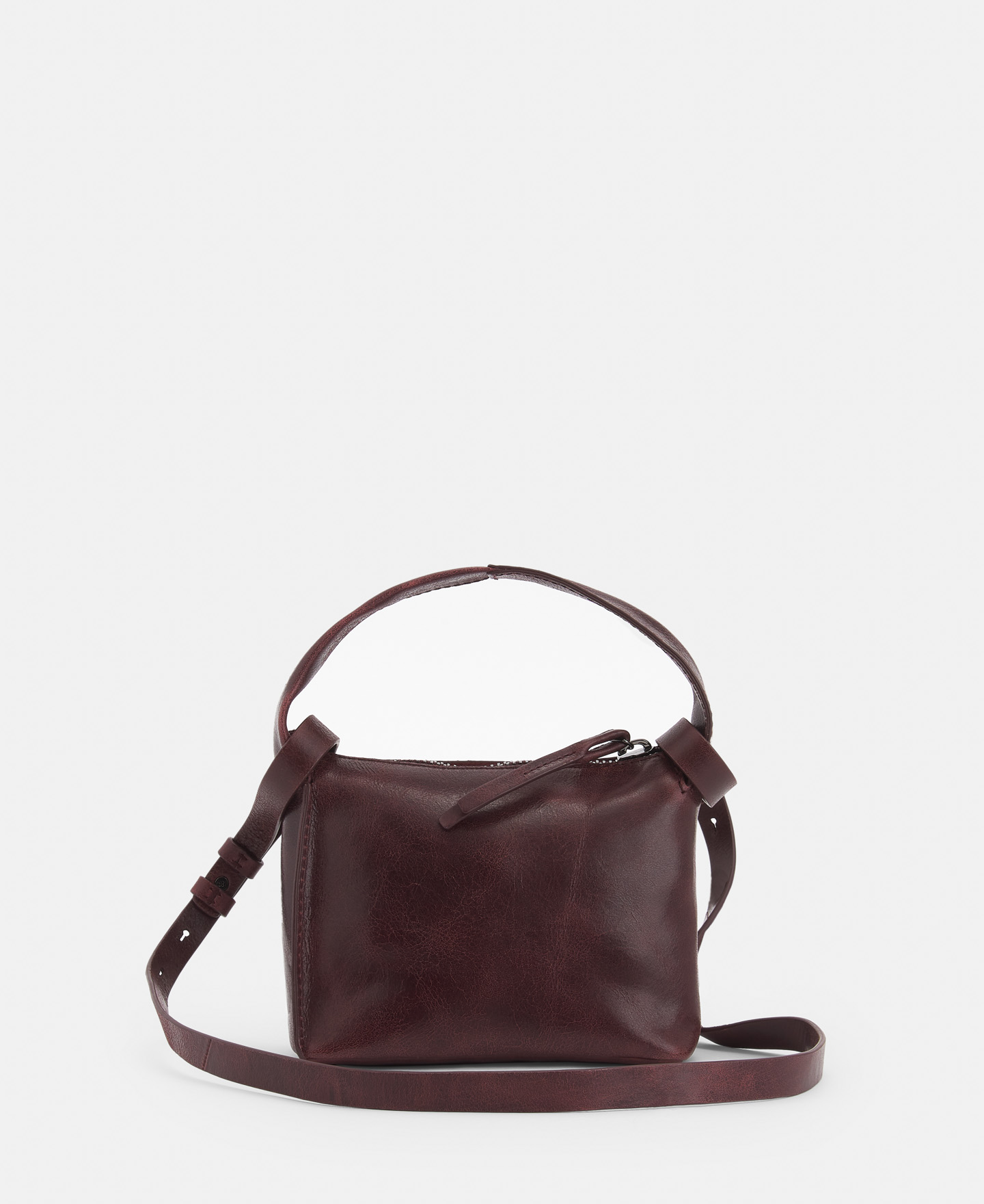 Double handle mini hobo bag in leather image number 1