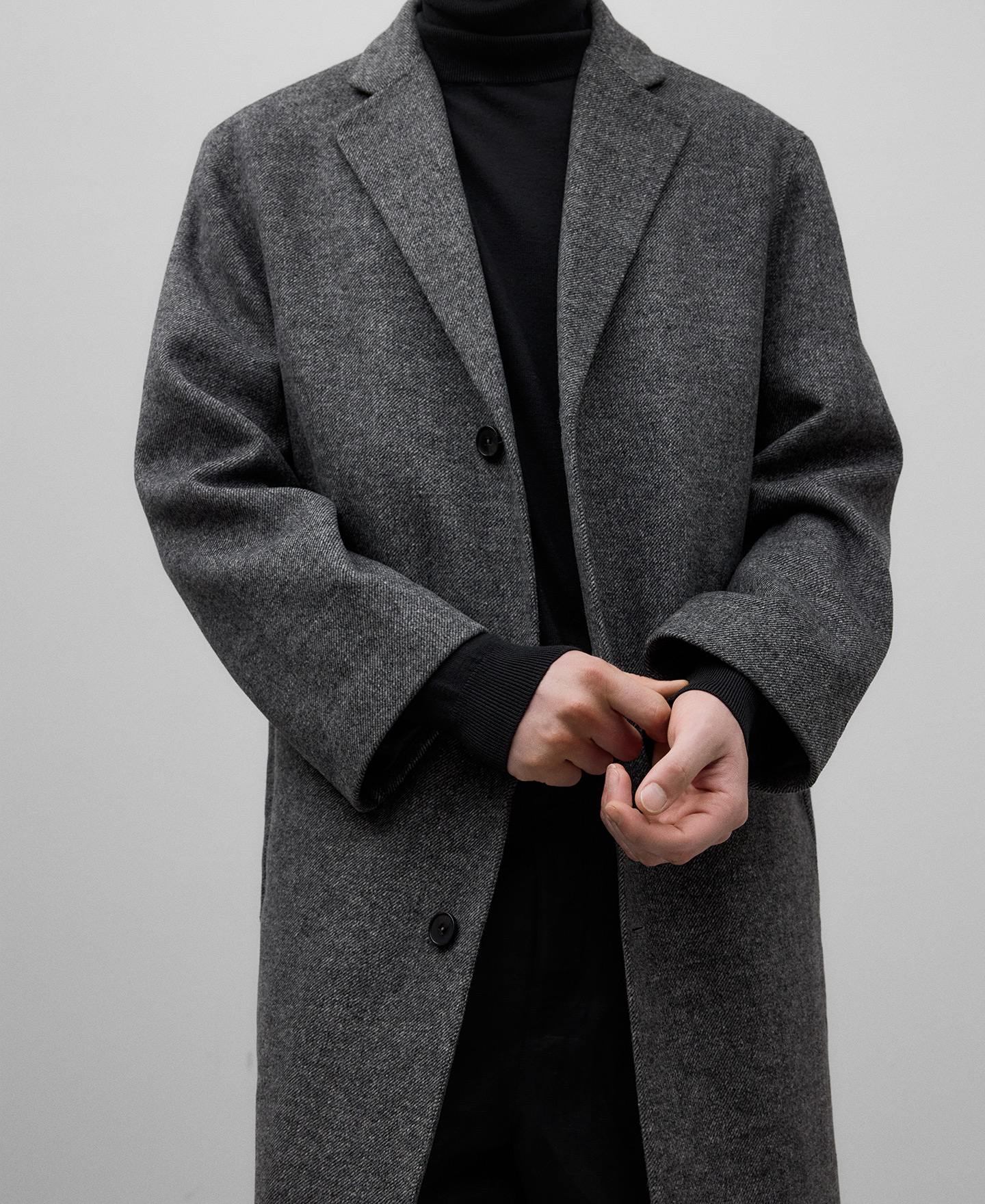 Merino wool blend grey coat man image number 4