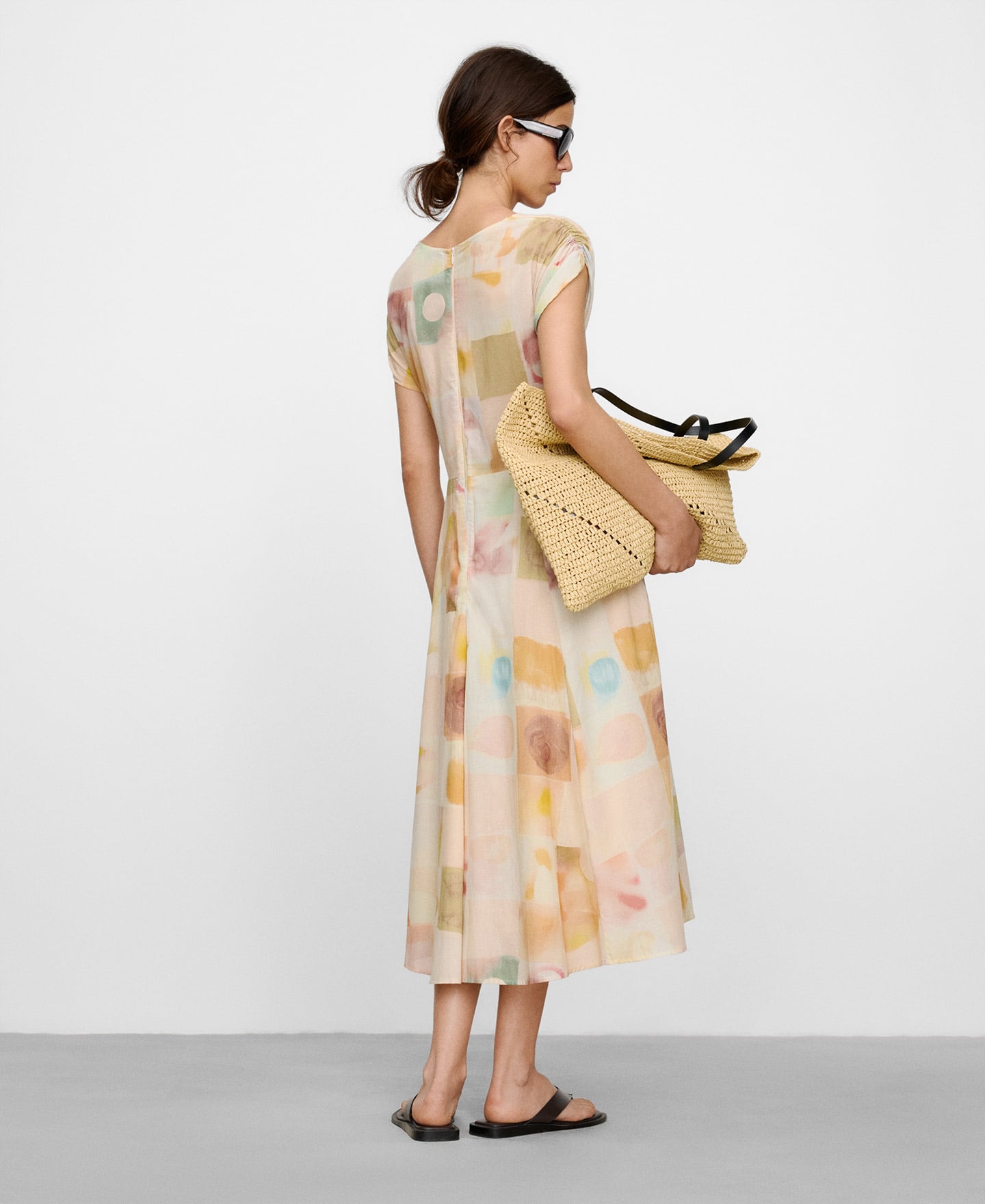 Cotton ruched printed dress image number 2