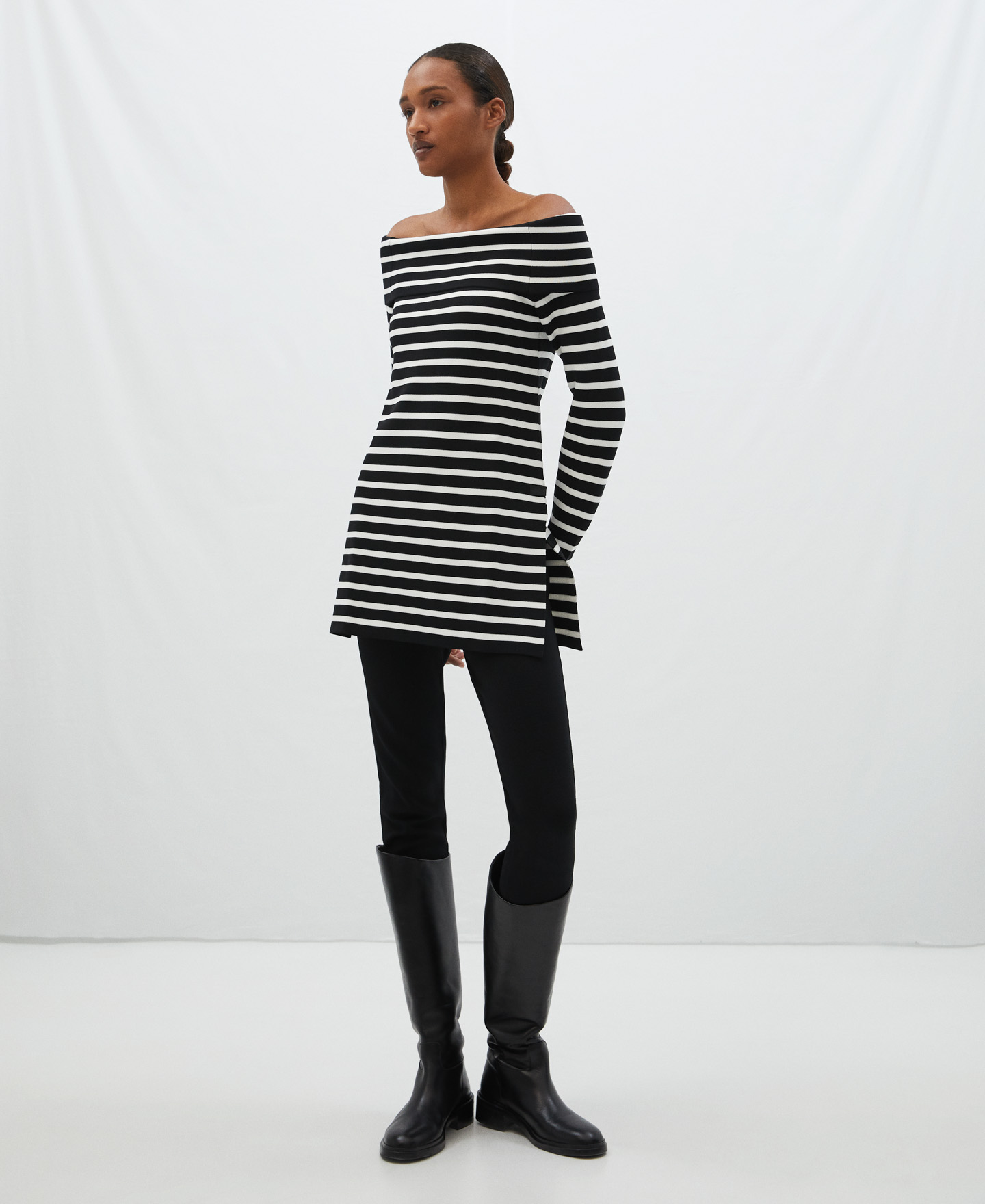 Striped sweater with straight neckline image number 1