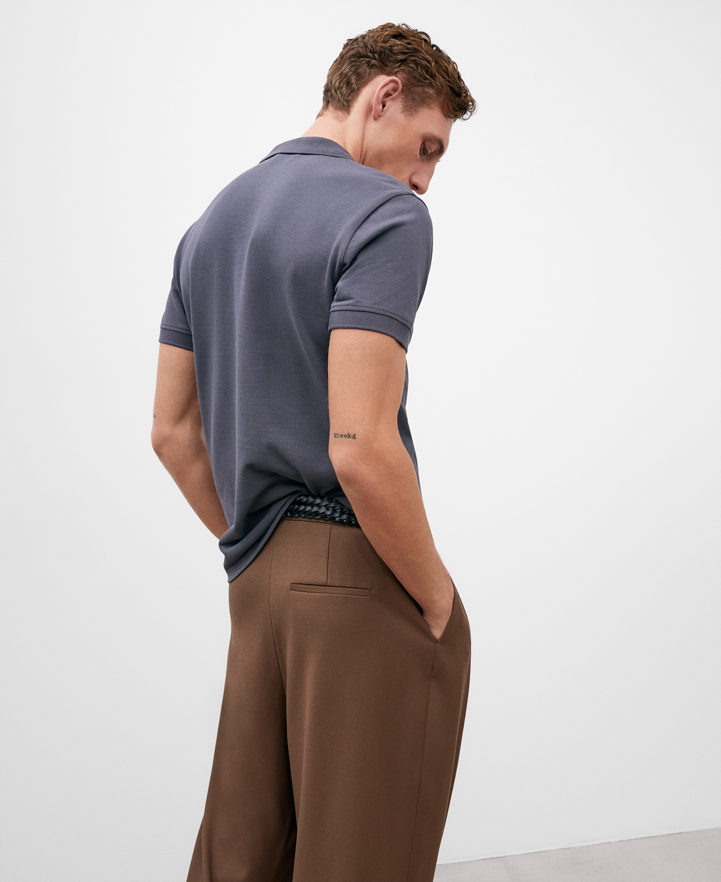 Polo piqué en coton gris homme image number 2