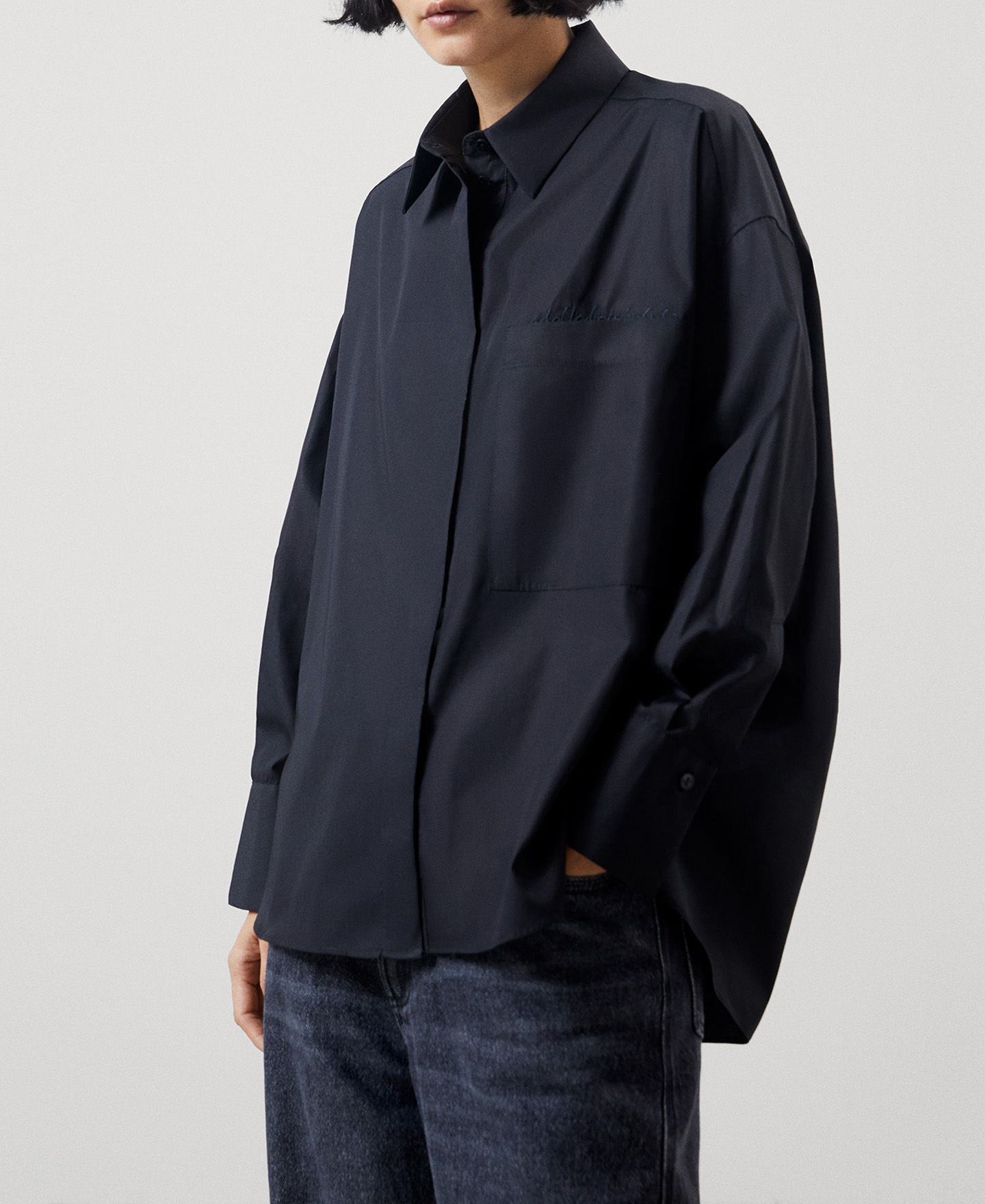 Cotton rounded volume shirt image number 0