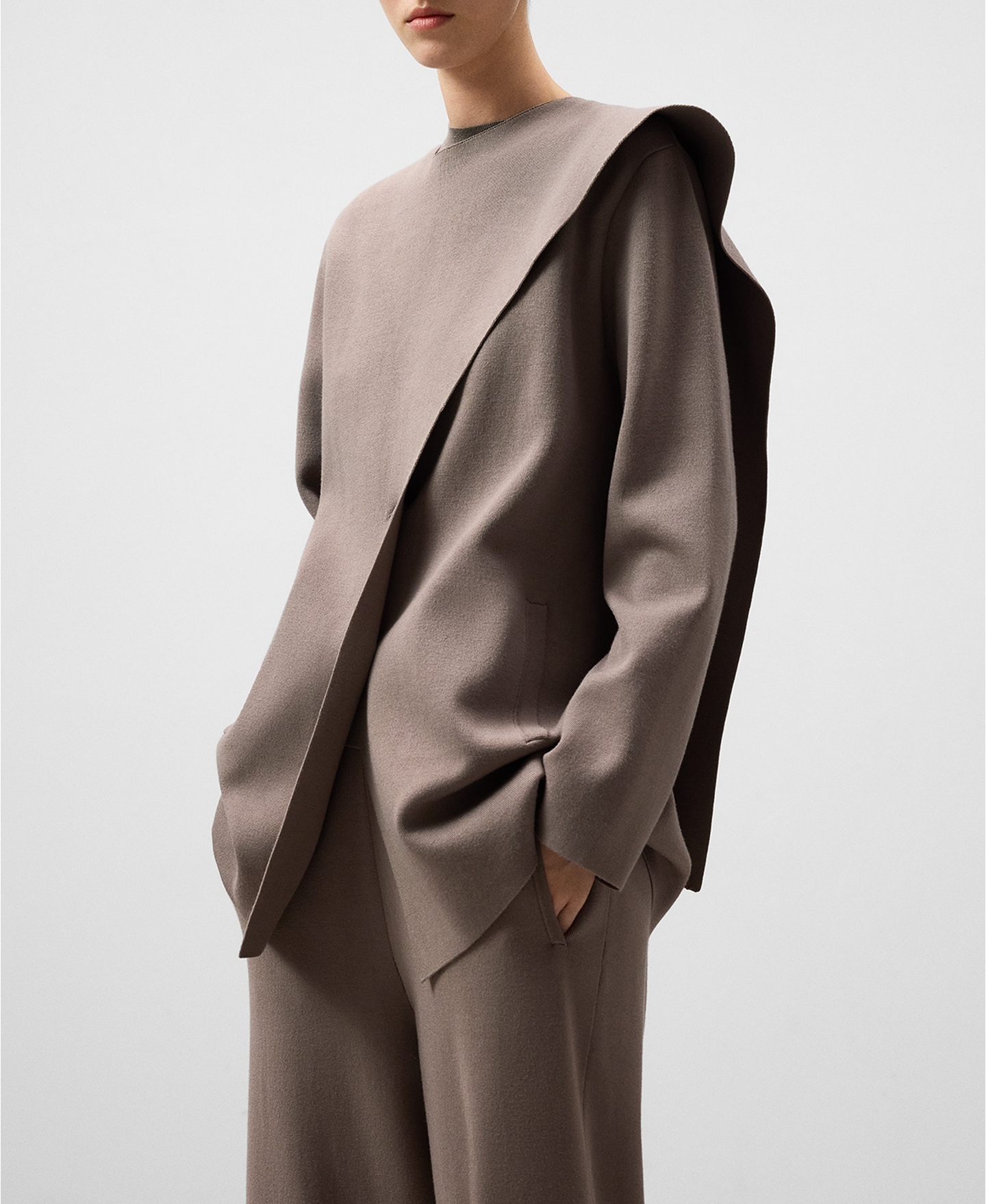 Scarf-collar knit jacket image number 0