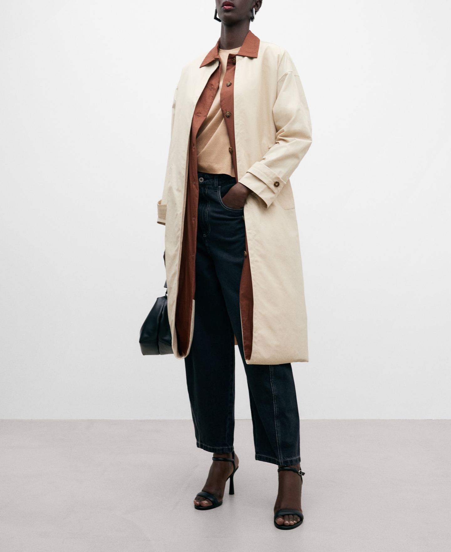 Long double fabric trench coat image number 1