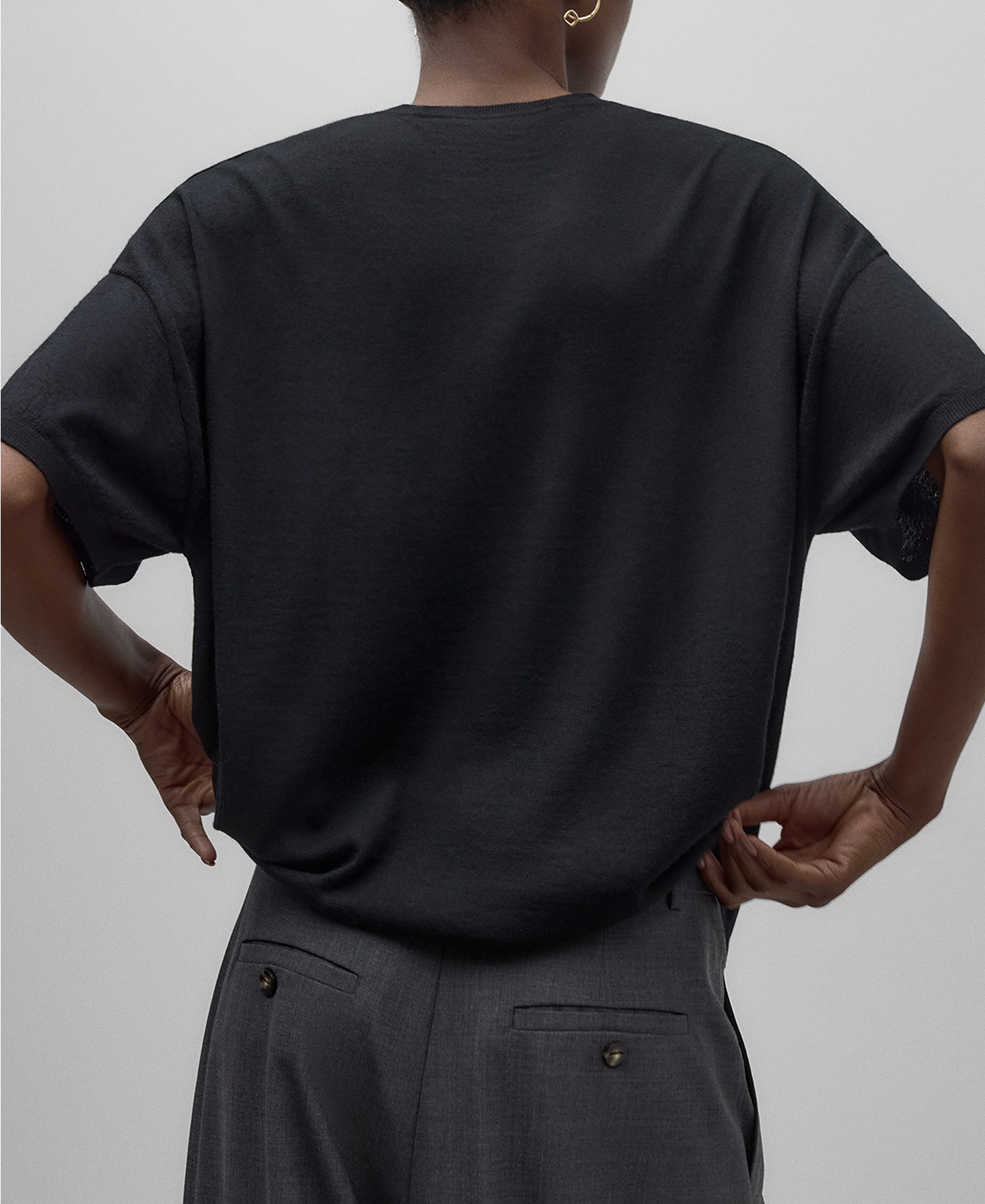 Merino wool short sleeve sweater woman image number 2