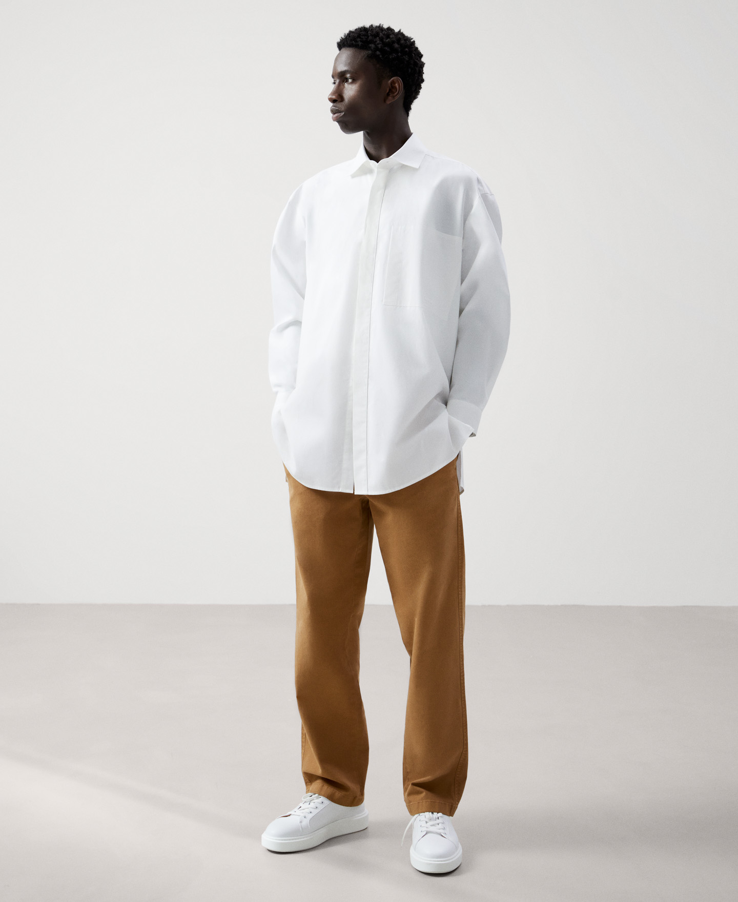 Stretch cotton straight trousers image number 1