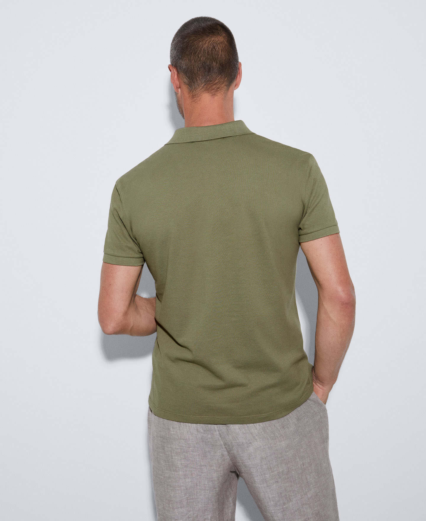Cotton pique two button polo shirt image number 2