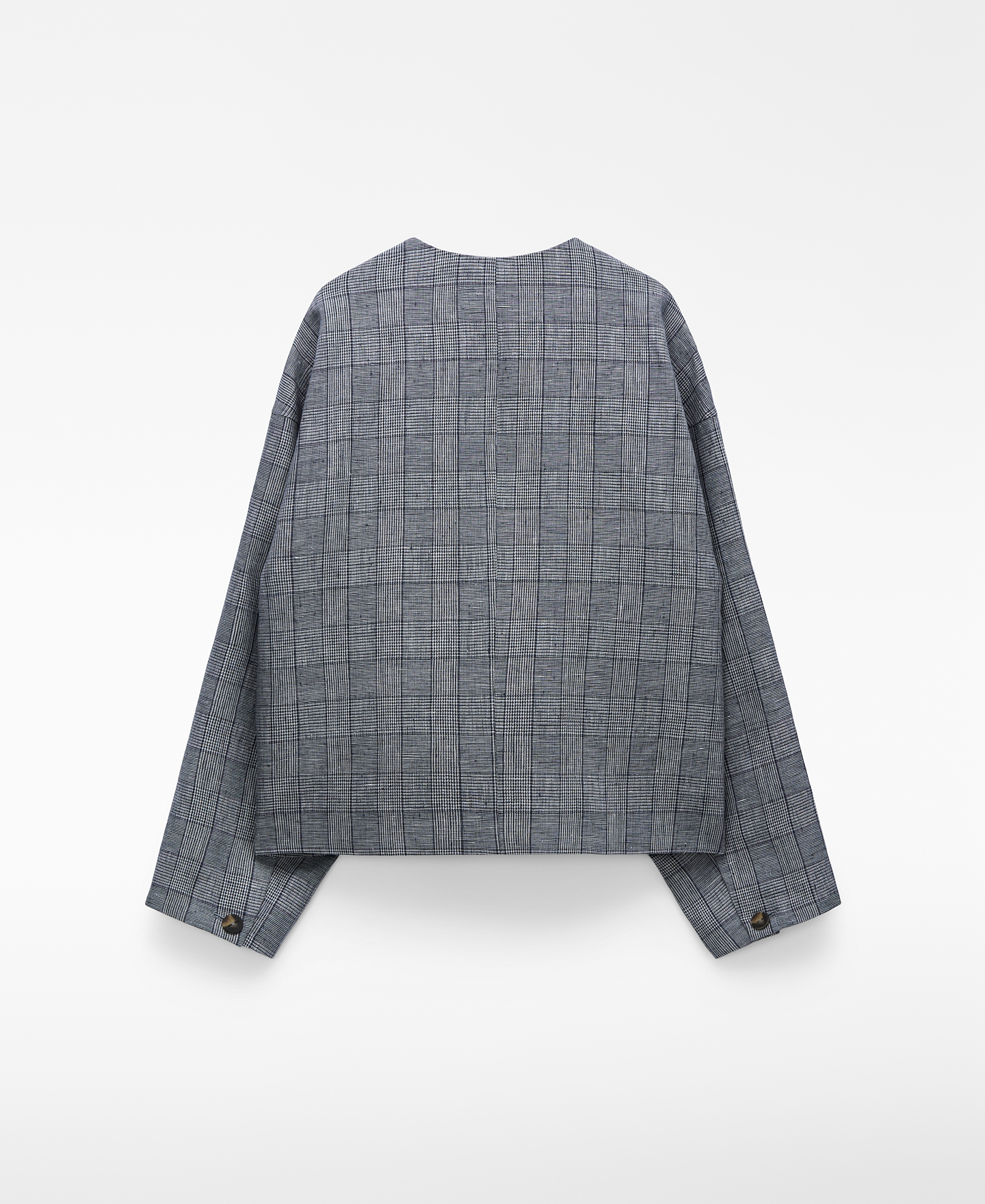Gerade geschnittene Jacke aus kariertem Leinen image number 5