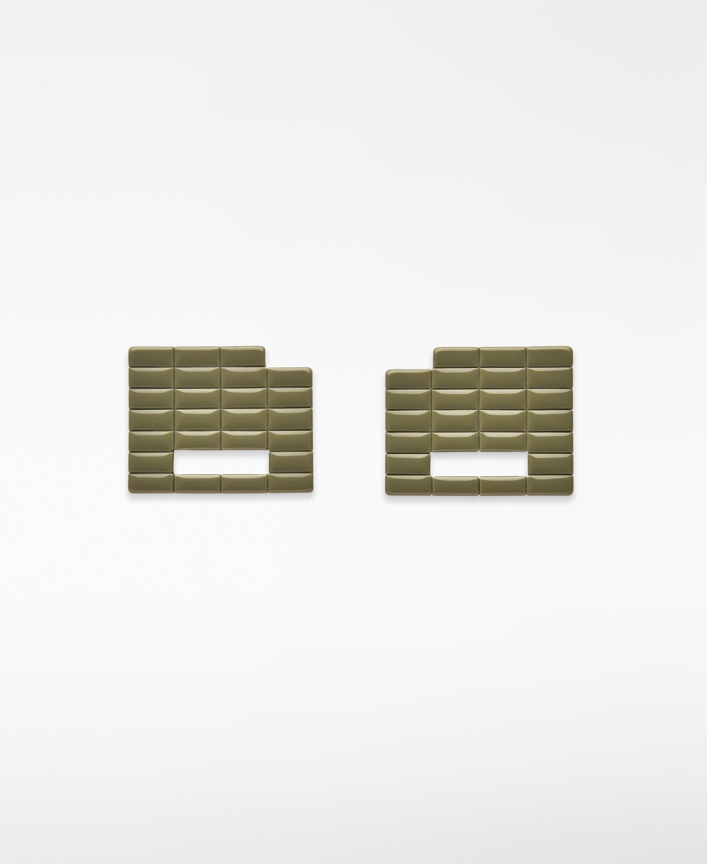 Green resin grid earrings woman image number 0