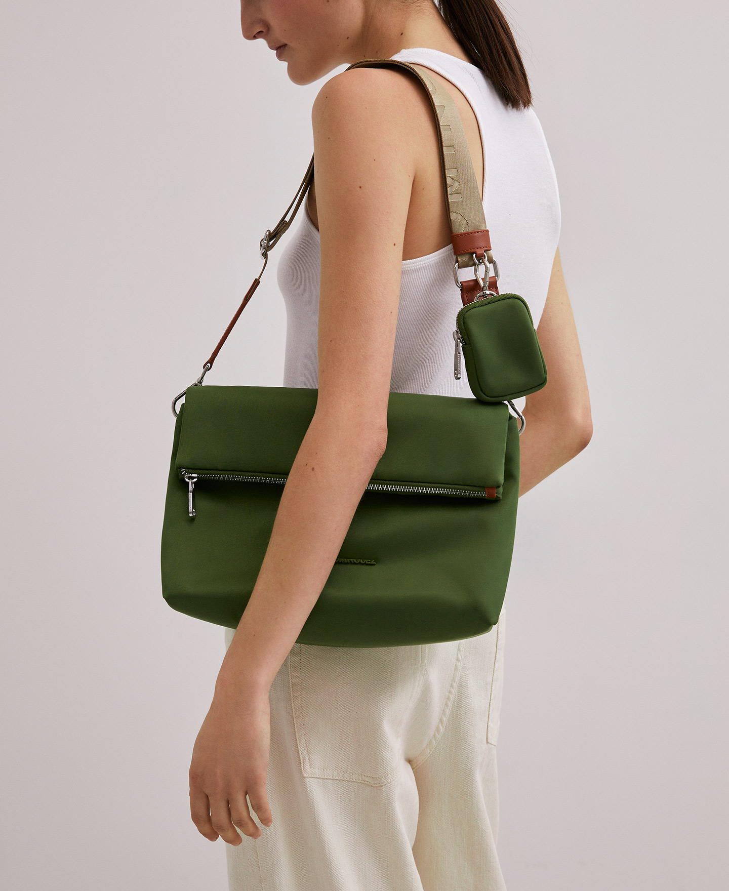 Nylon crossbody with zip closure image number 3