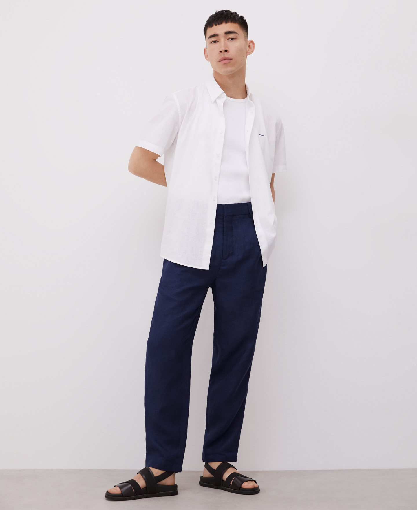 Linen and cotton short sleeve shirt image number 3