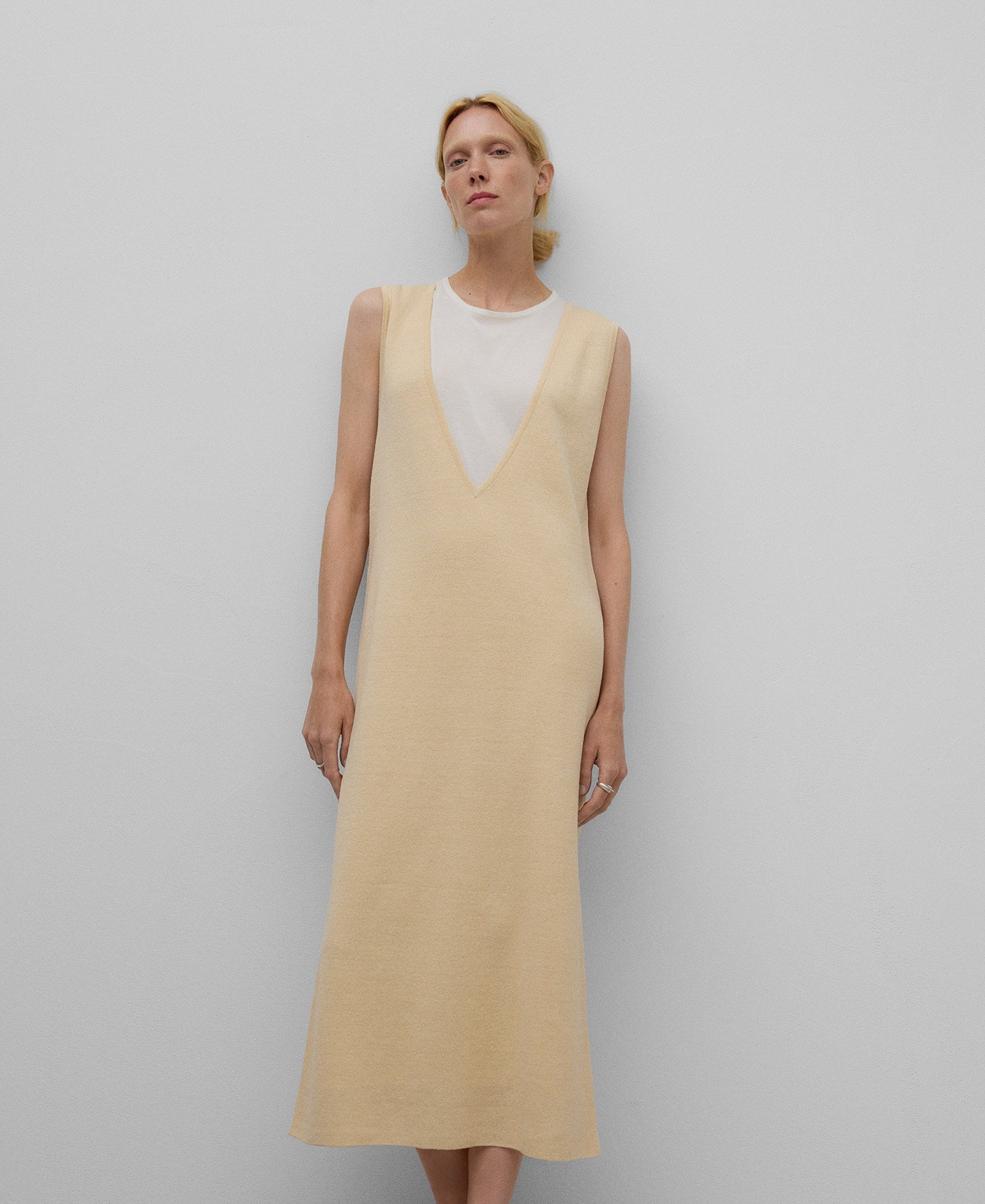 Vestido doble lino algod&oacute;n mujer image number 0