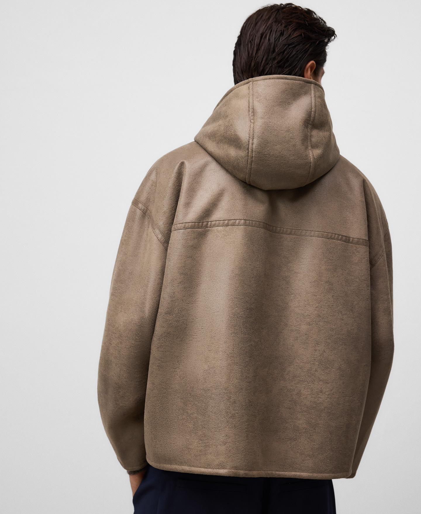 Leather-Non-Leather oversize jacket man image number 2