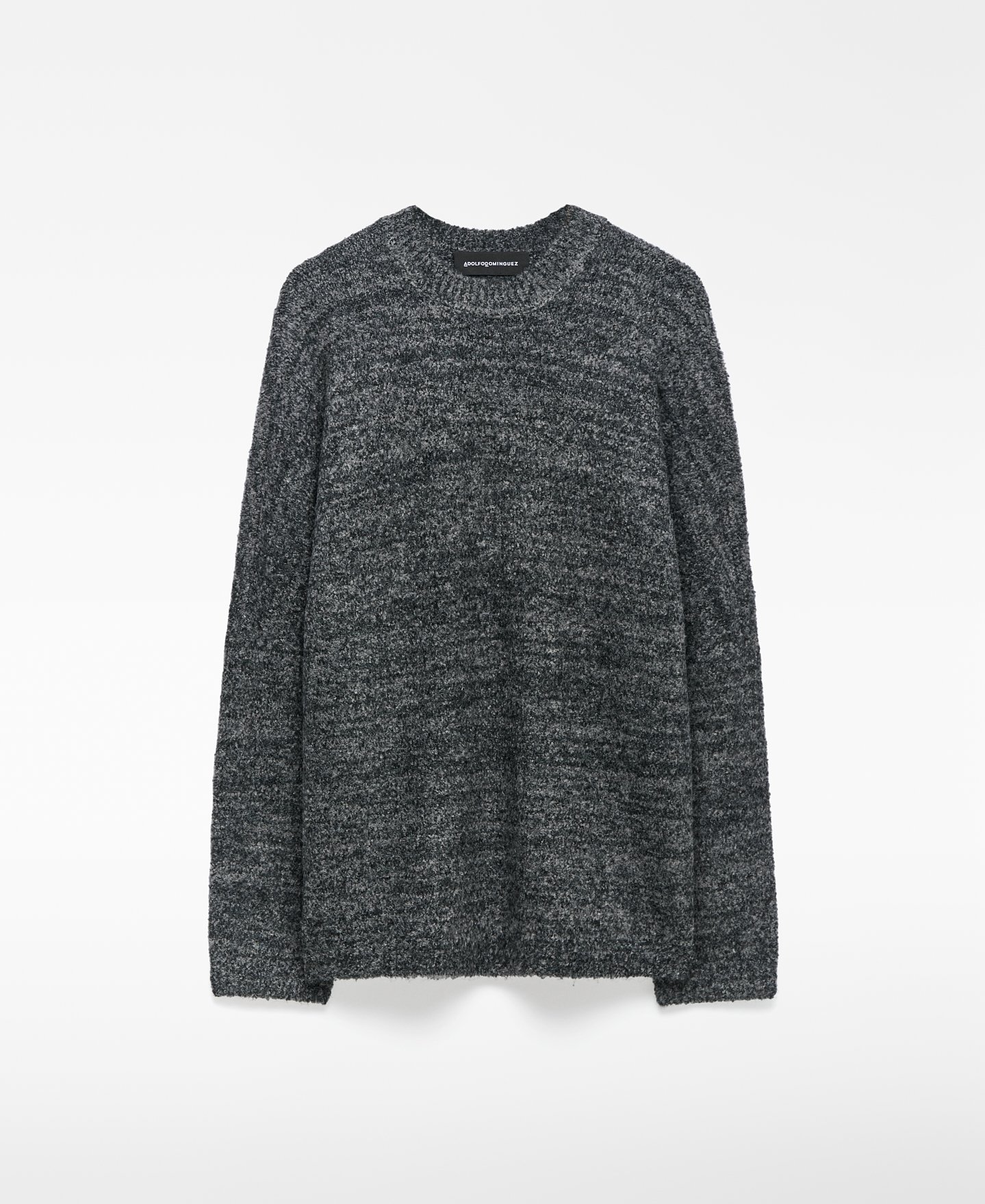 Crew collar melange knit sweater man image number 0