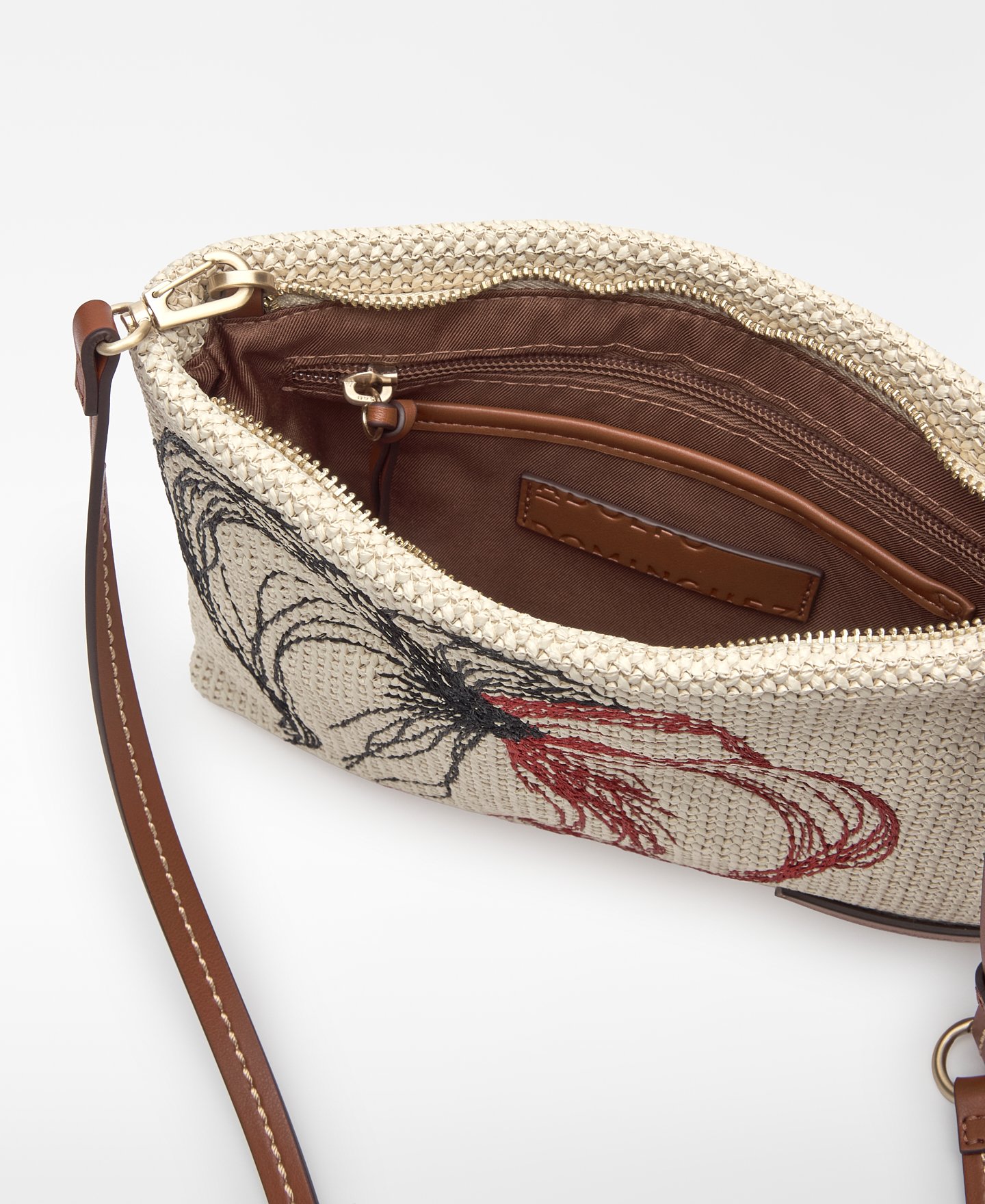 Clutch mit Raffia-Struktur und Stickerei image number 3