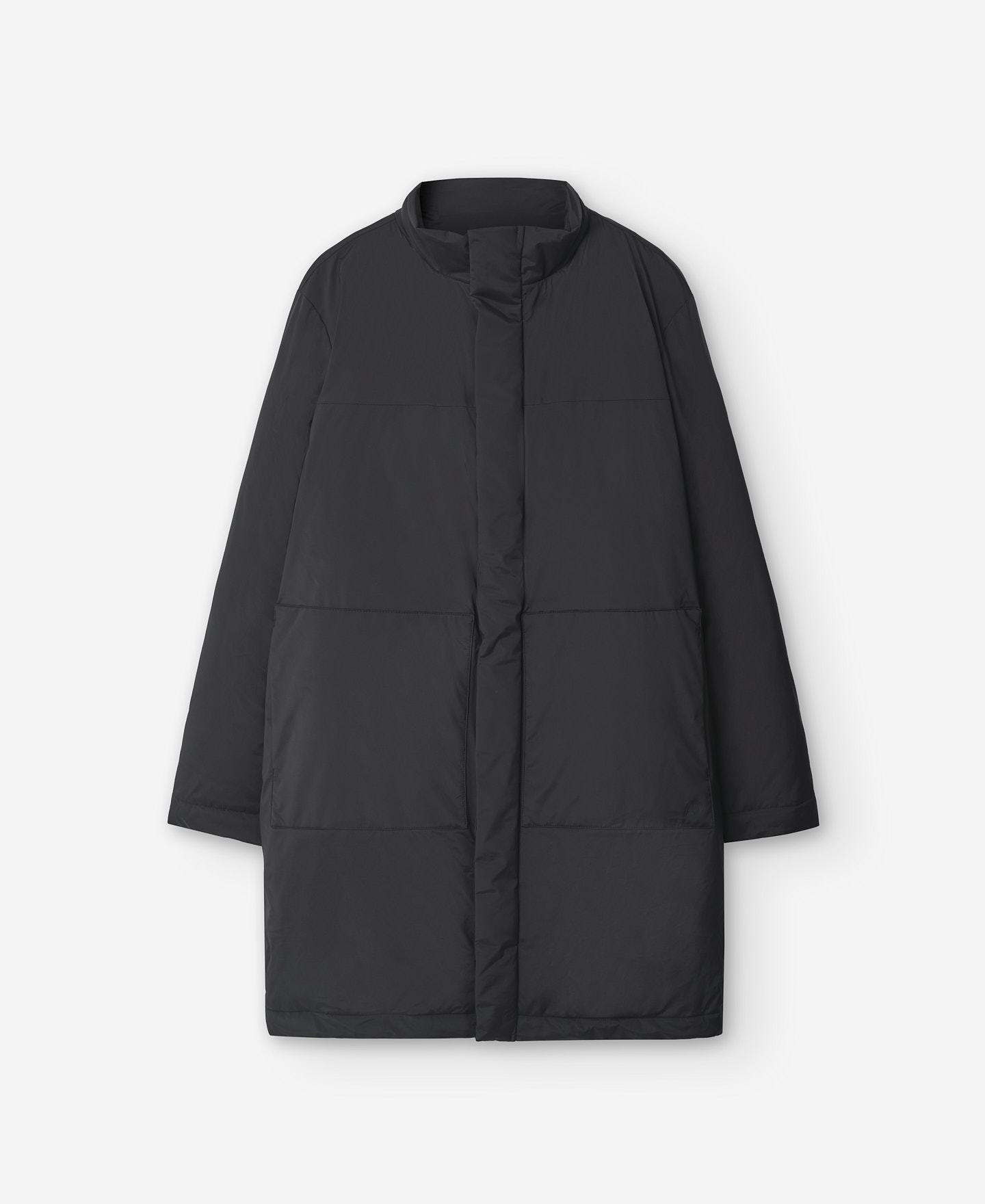 Parka larga negra tejido nailon hombre image number 4