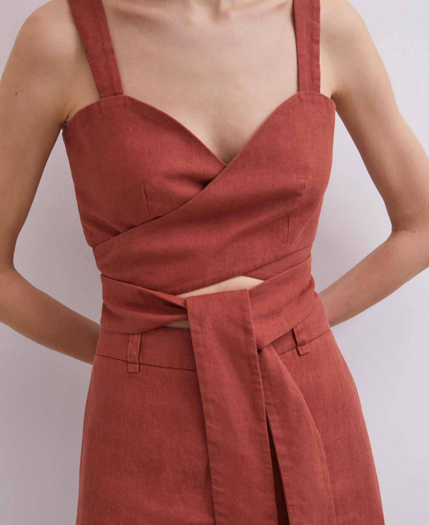 European linen crossover top image number 3