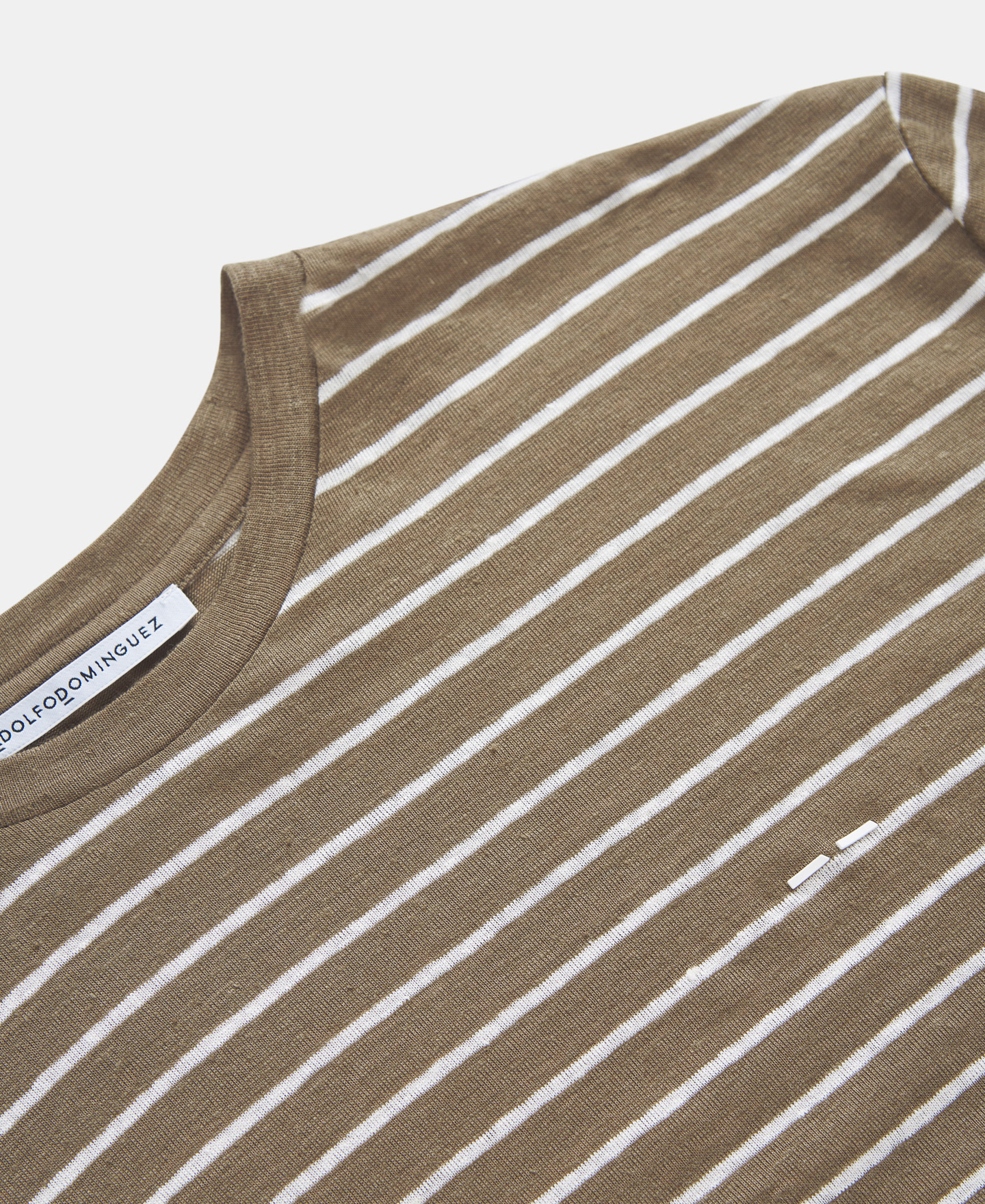 Camiseta blanca rayas en lino image number 6