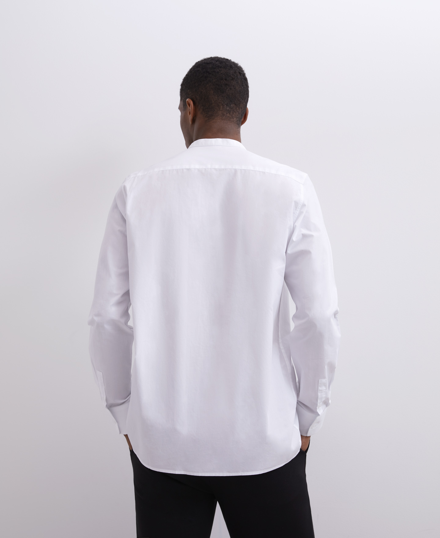 Cotton shirt with mandarin collar image number 1