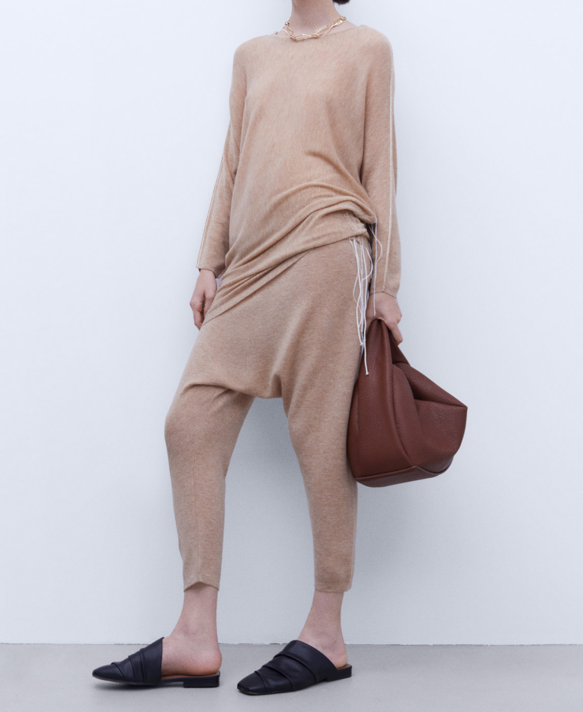 Batwing sleeve merino wool sweater image number 1