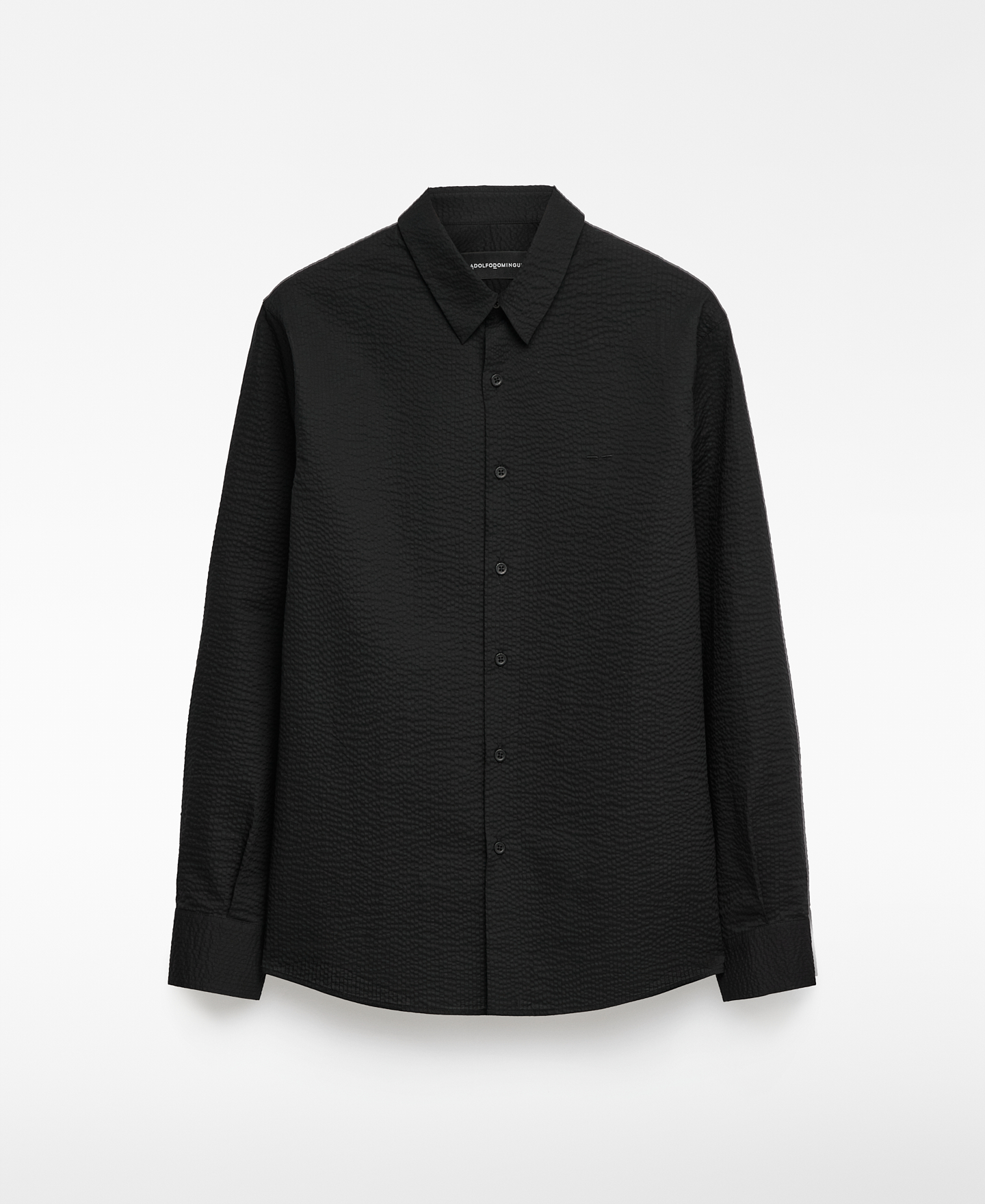 Camisa negra seersucker algodón hombre image number 4