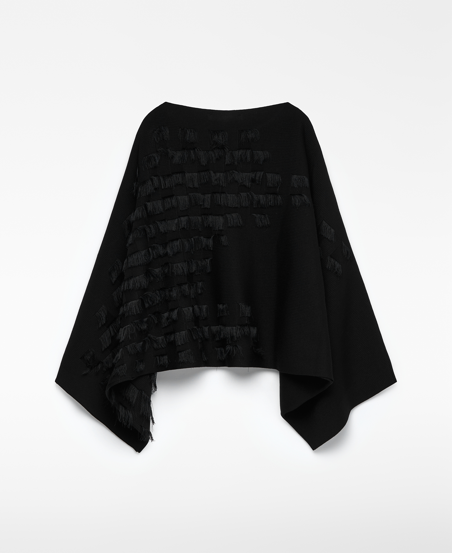 Fringe detailing short knit cape woman image number 5