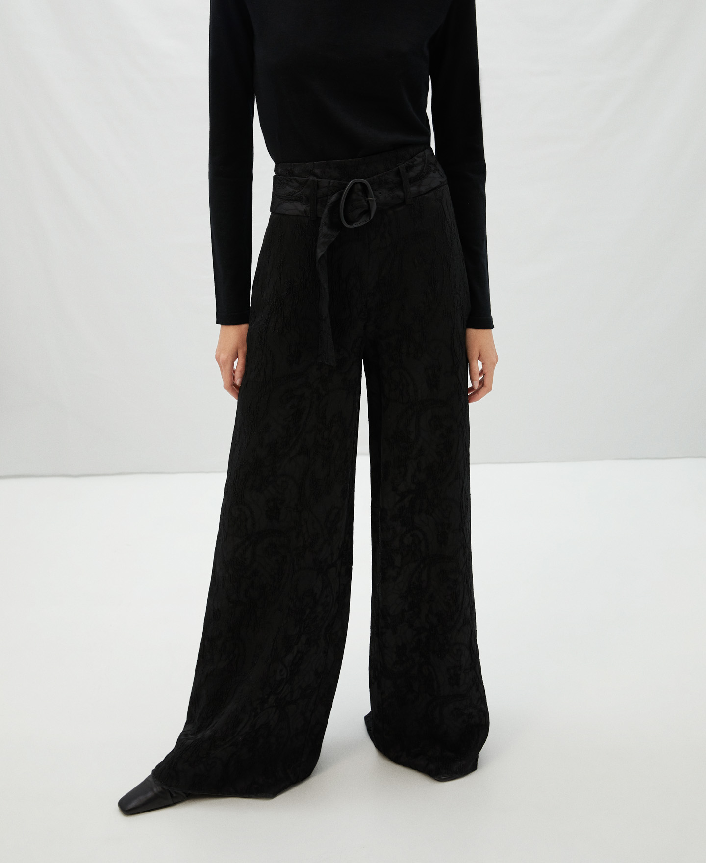 Jacquard palazzo trousers image number 0