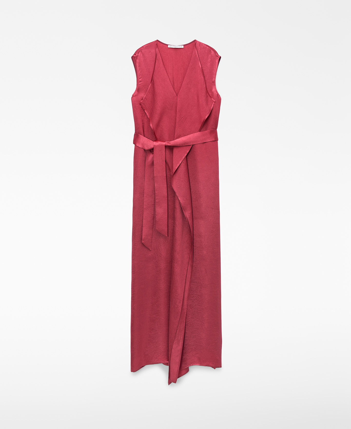 Vestido satinado tejido arrugado volante image number 4